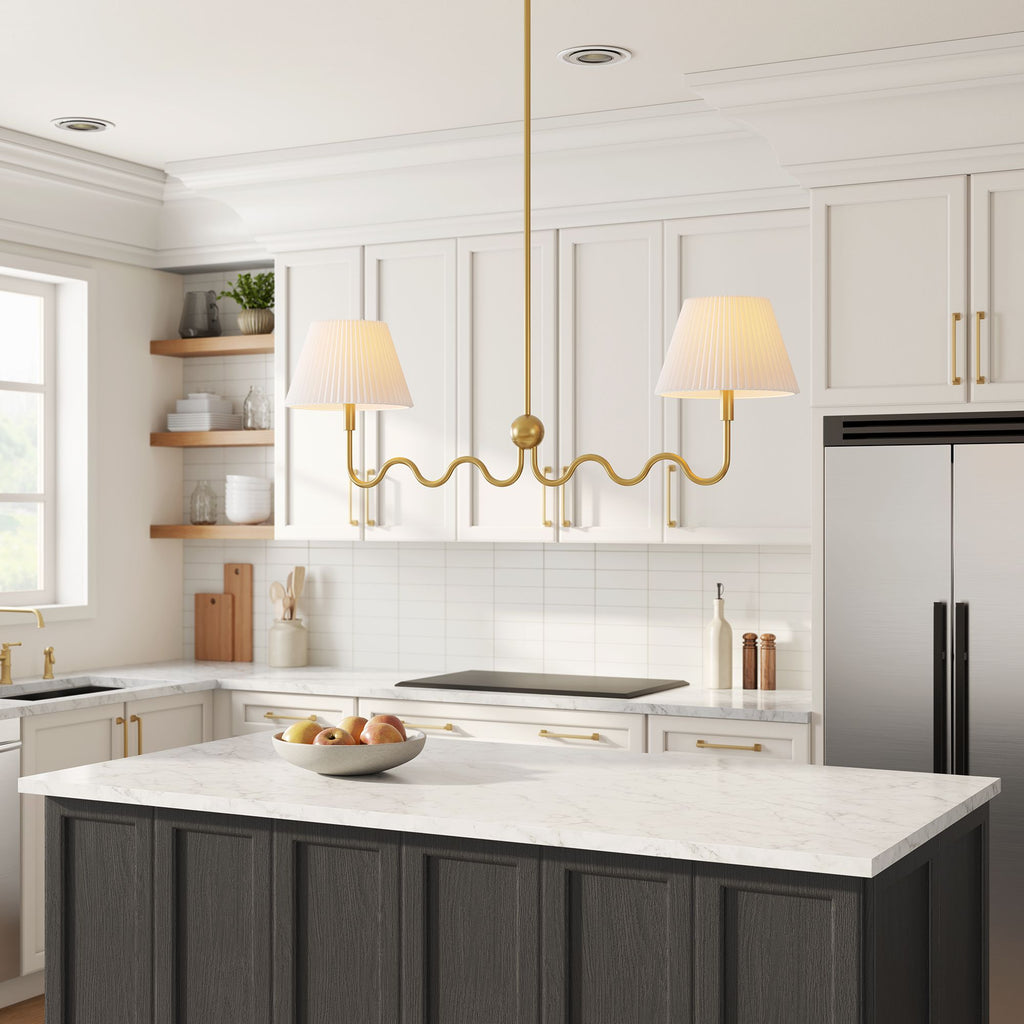 Wave Squiggle 2-Arm Pendant Light - Brass