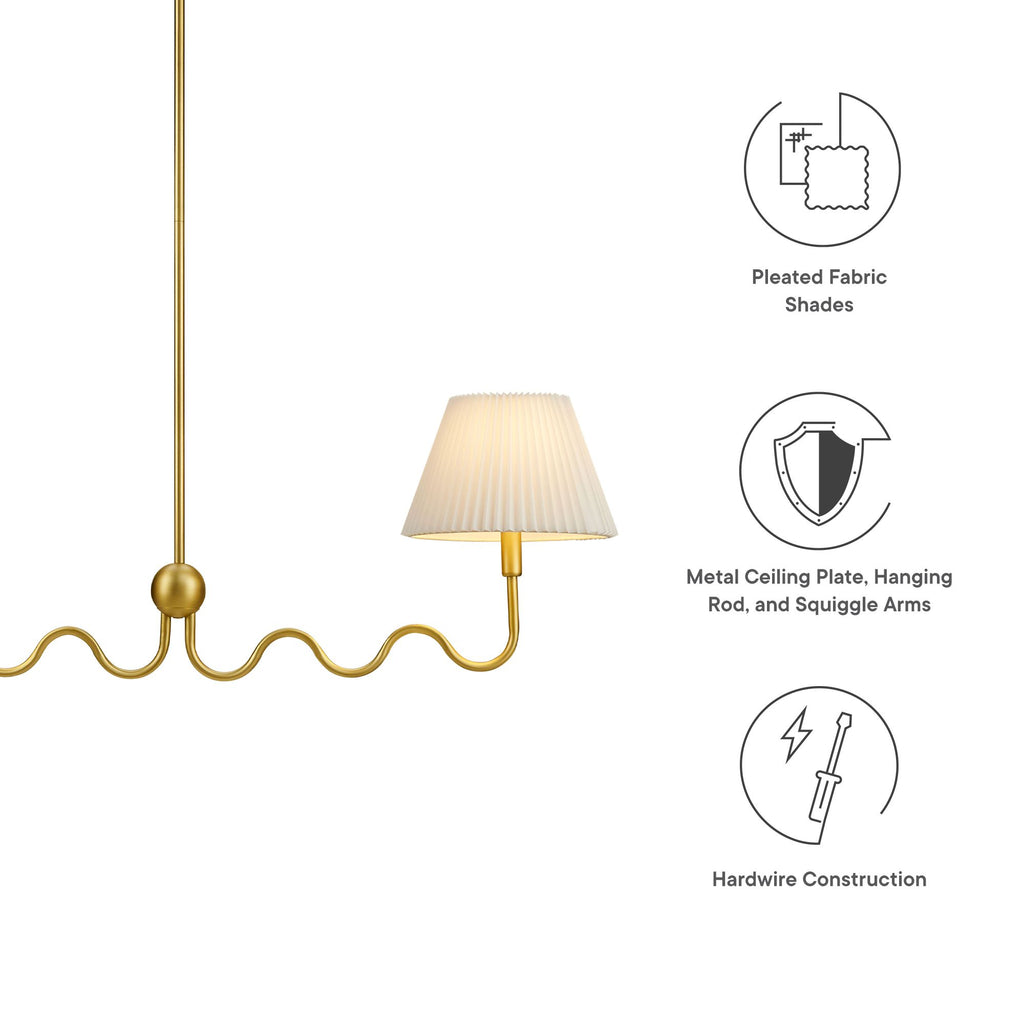 Wave Squiggle 2-Arm Pendant Light - Brass