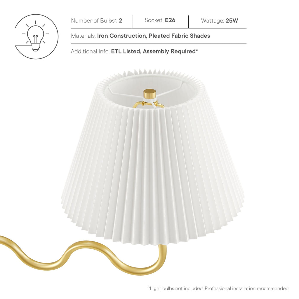Wave Squiggle 2-Arm Pendant Light - Brass