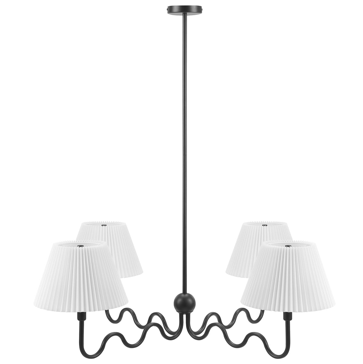 Wave Squiggle 4-Arm Pendant Light - Black