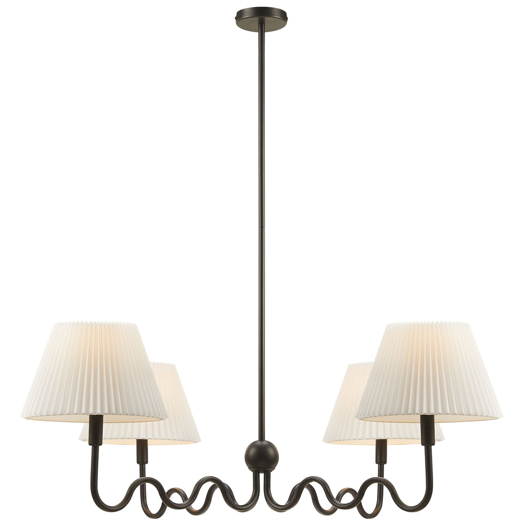 Wave Squiggle 4-Arm Pendant Light - Black