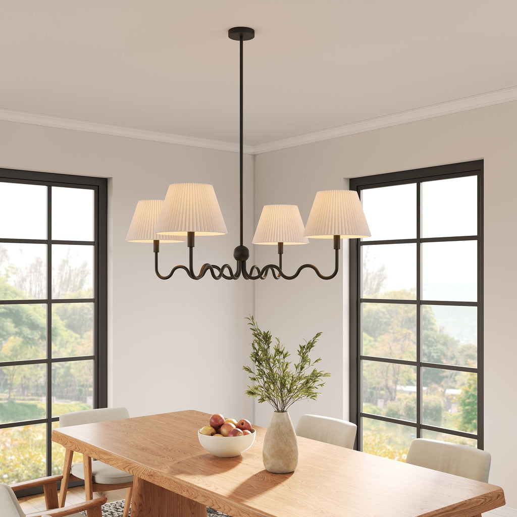 Wave Squiggle 4-Arm Pendant Light - Black