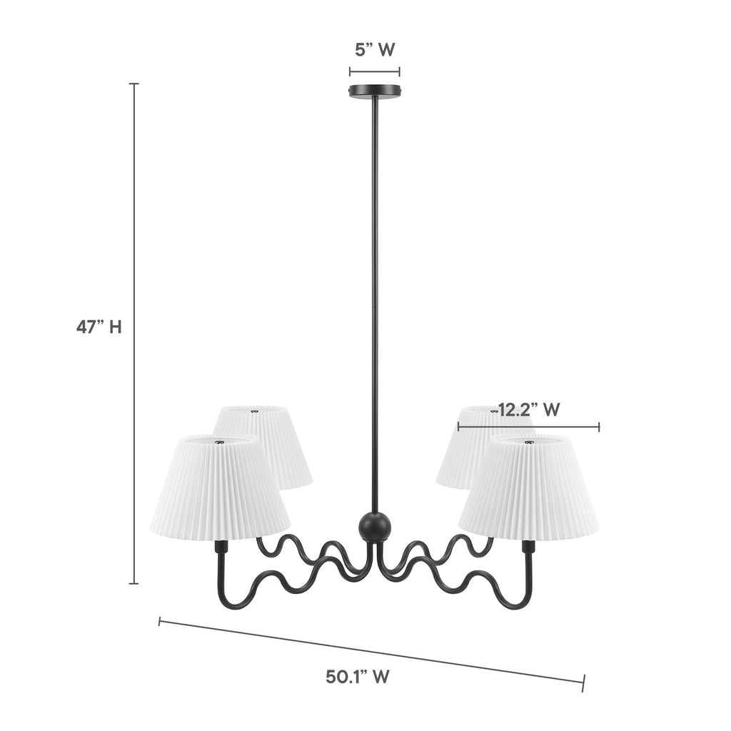 Wave Squiggle 4-Arm Pendant Light - Black
