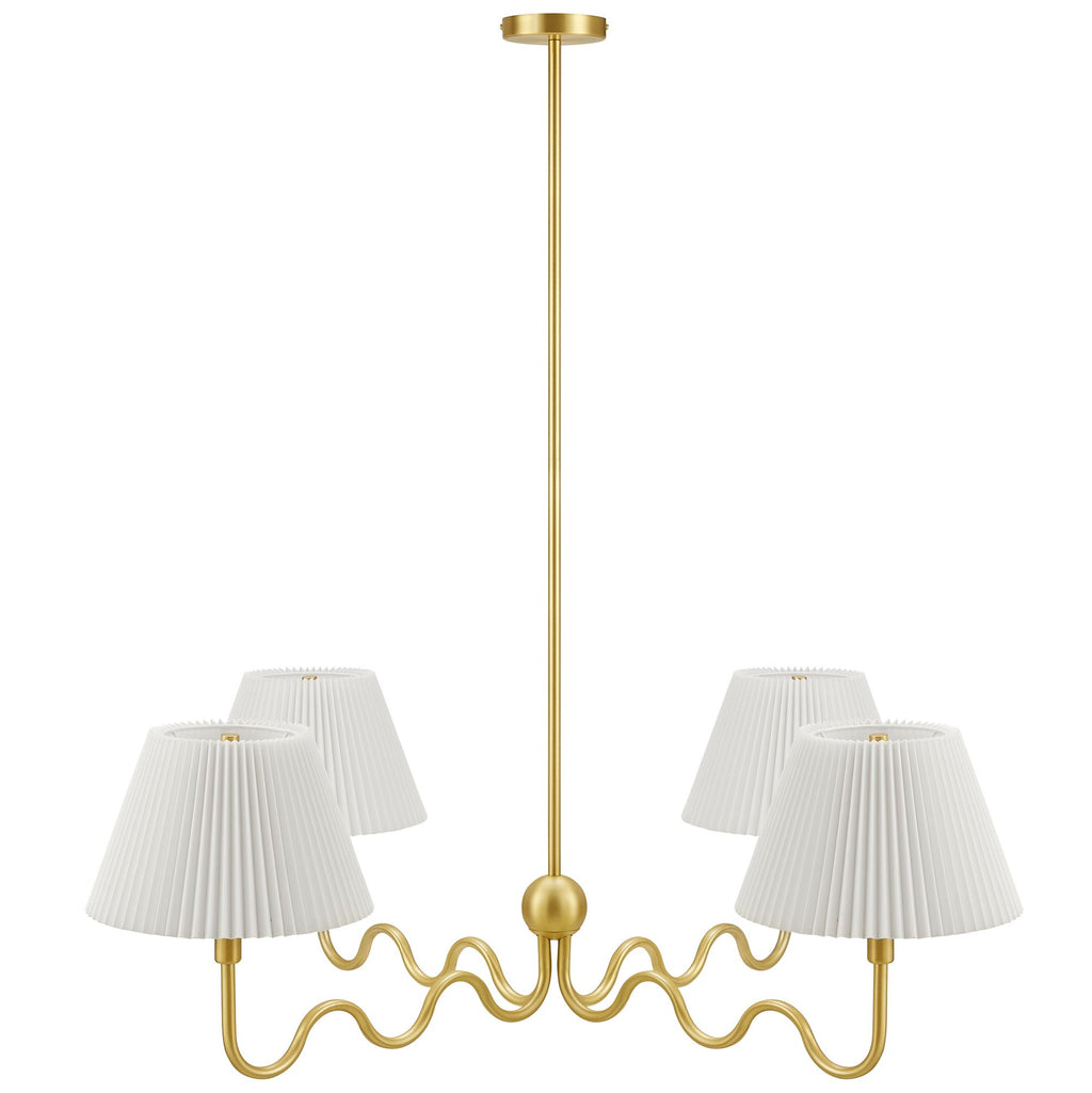 Wave Squiggle 4-Arm Pendant Light - Brass