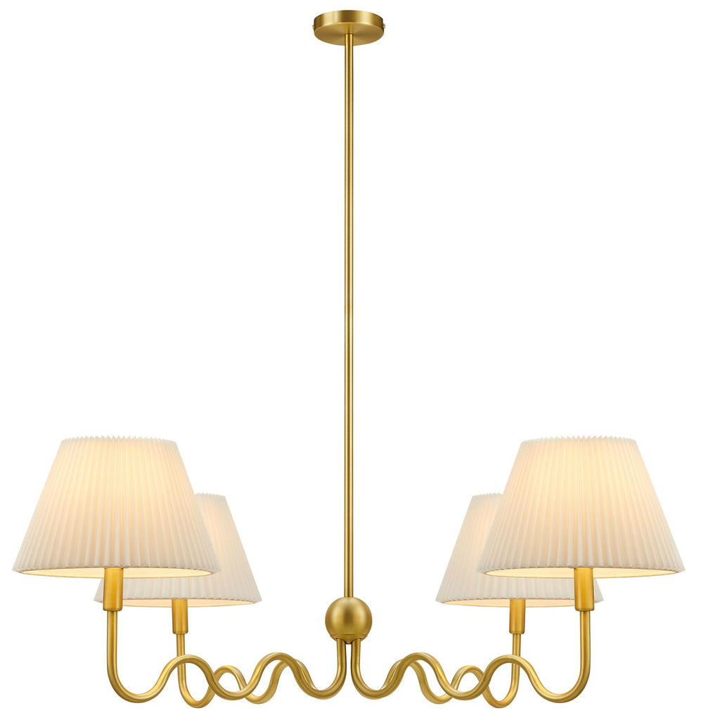 Wave Squiggle 4-Arm Pendant Light - Brass