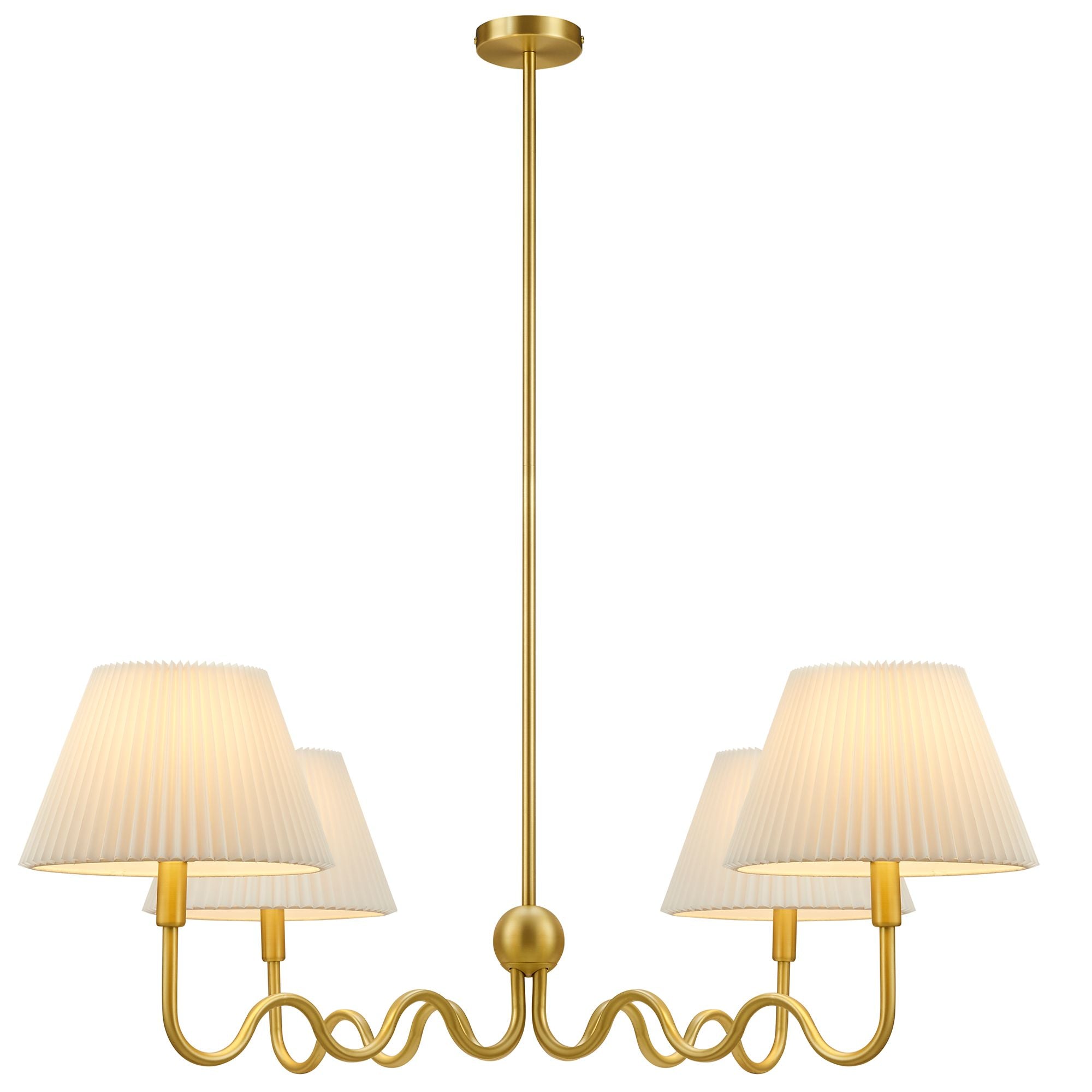 Wave Squiggle 4-Arm Pendant Light - Brass