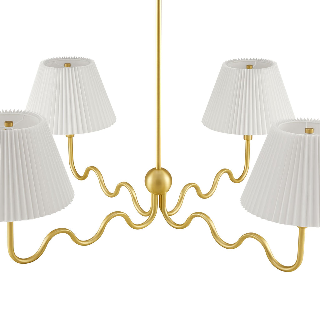 Wave Squiggle 4-Arm Pendant Light - Brass