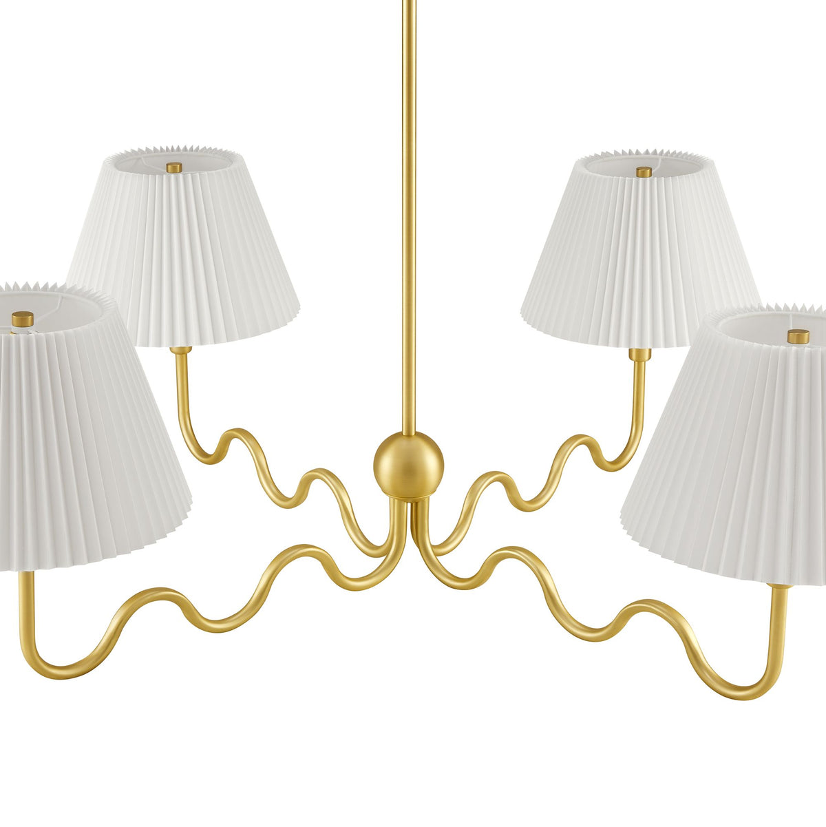 Wave Squiggle 4-Arm Pendant Light - Brass