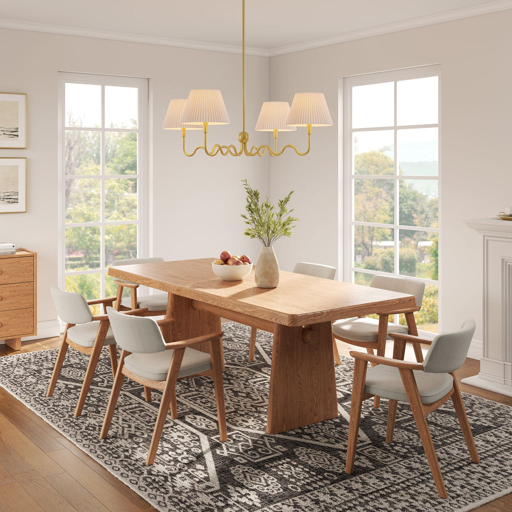 Wave Squiggle 4-Arm Pendant Light - Brass