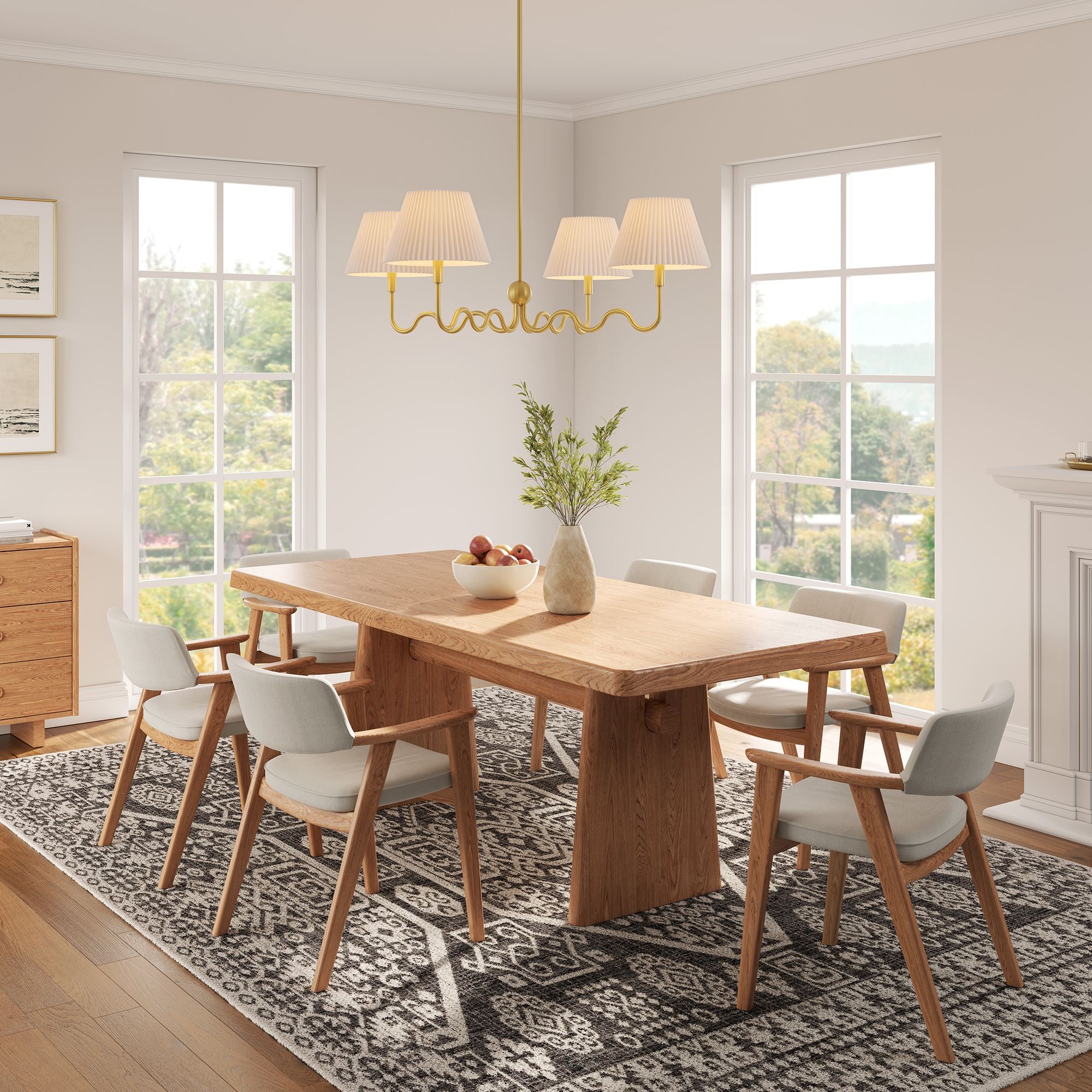 Wave Squiggle 4-Arm Pendant Light - Brass