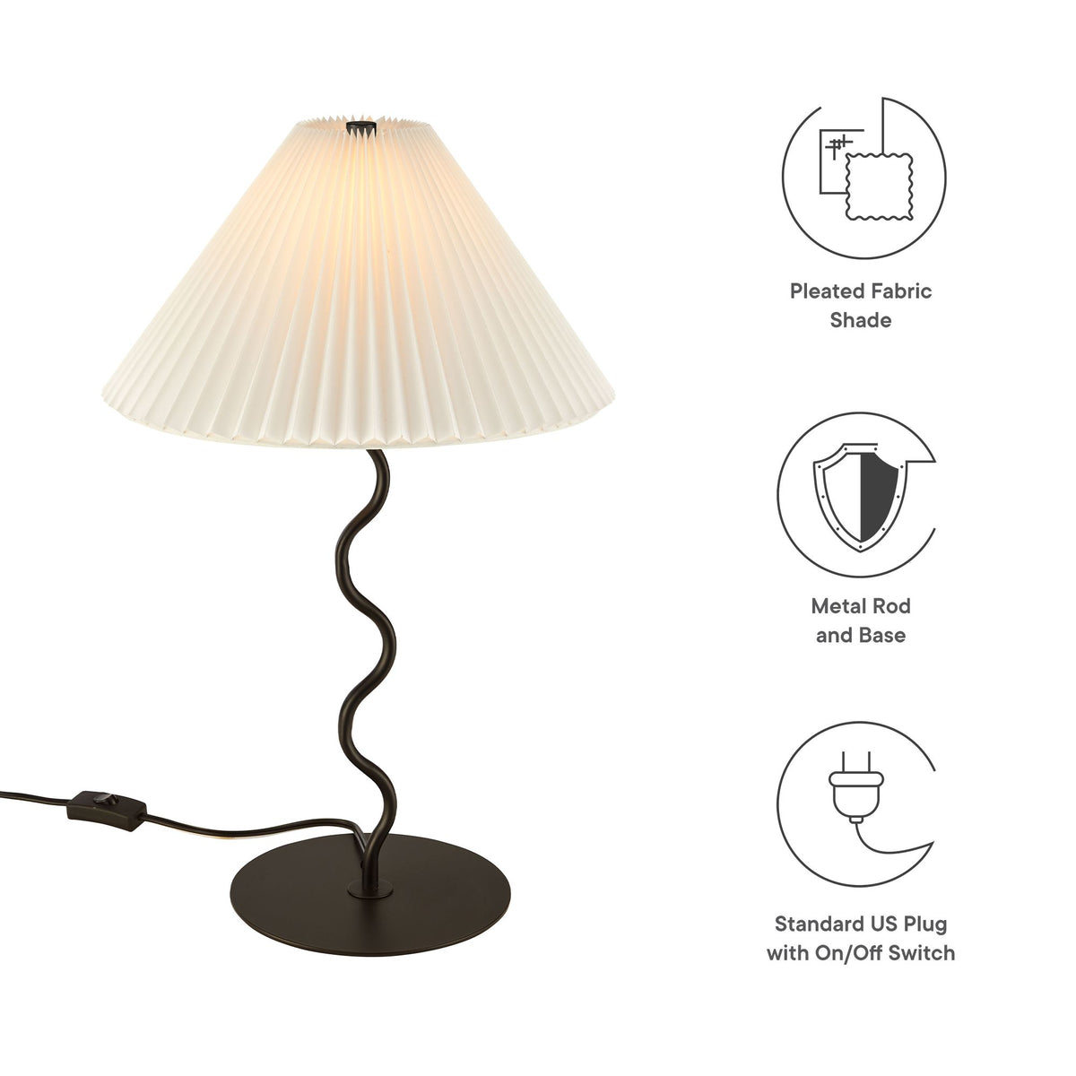 Wave Squiggle Table Lamp - Black
