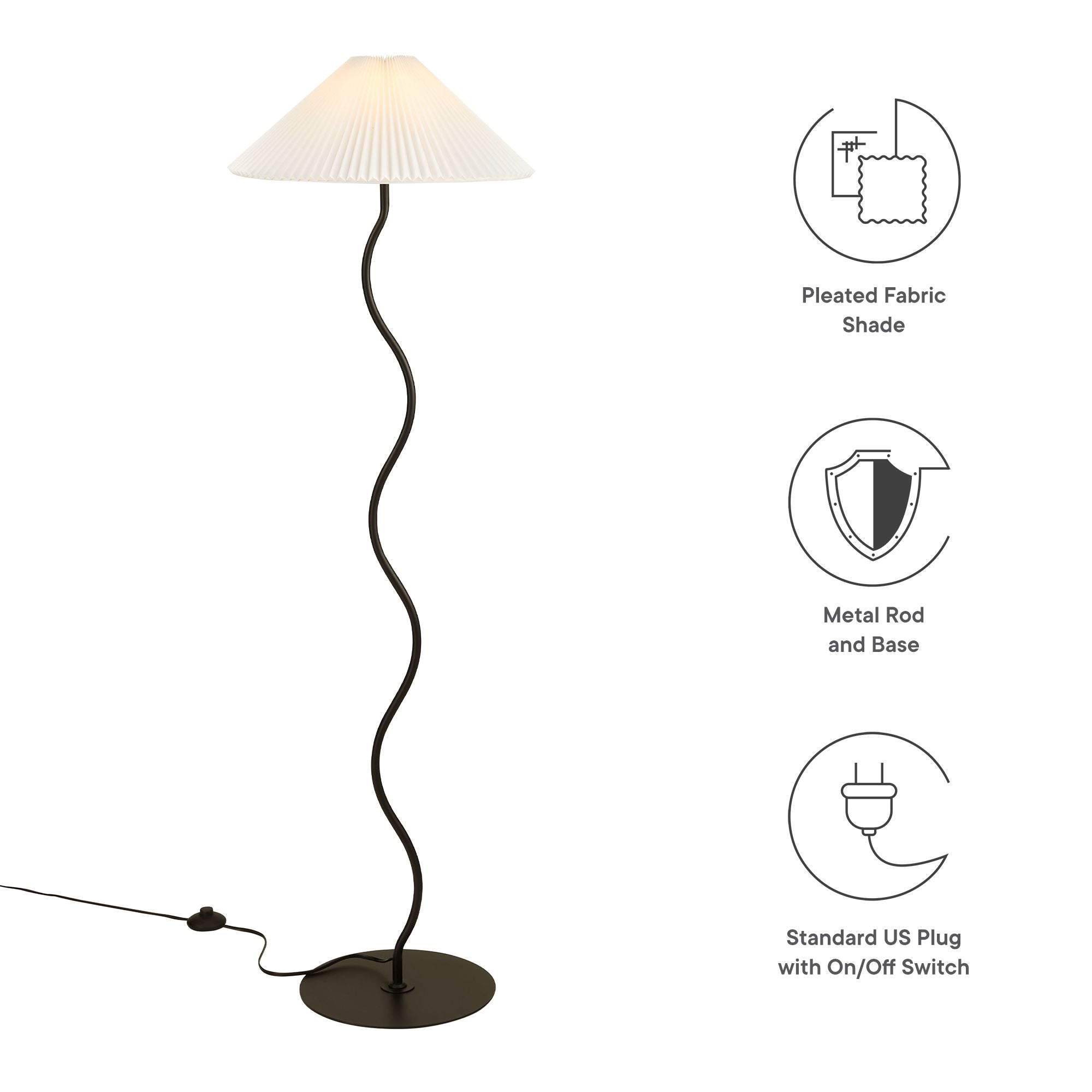 Wave Squiggle Floor Lamp - Black