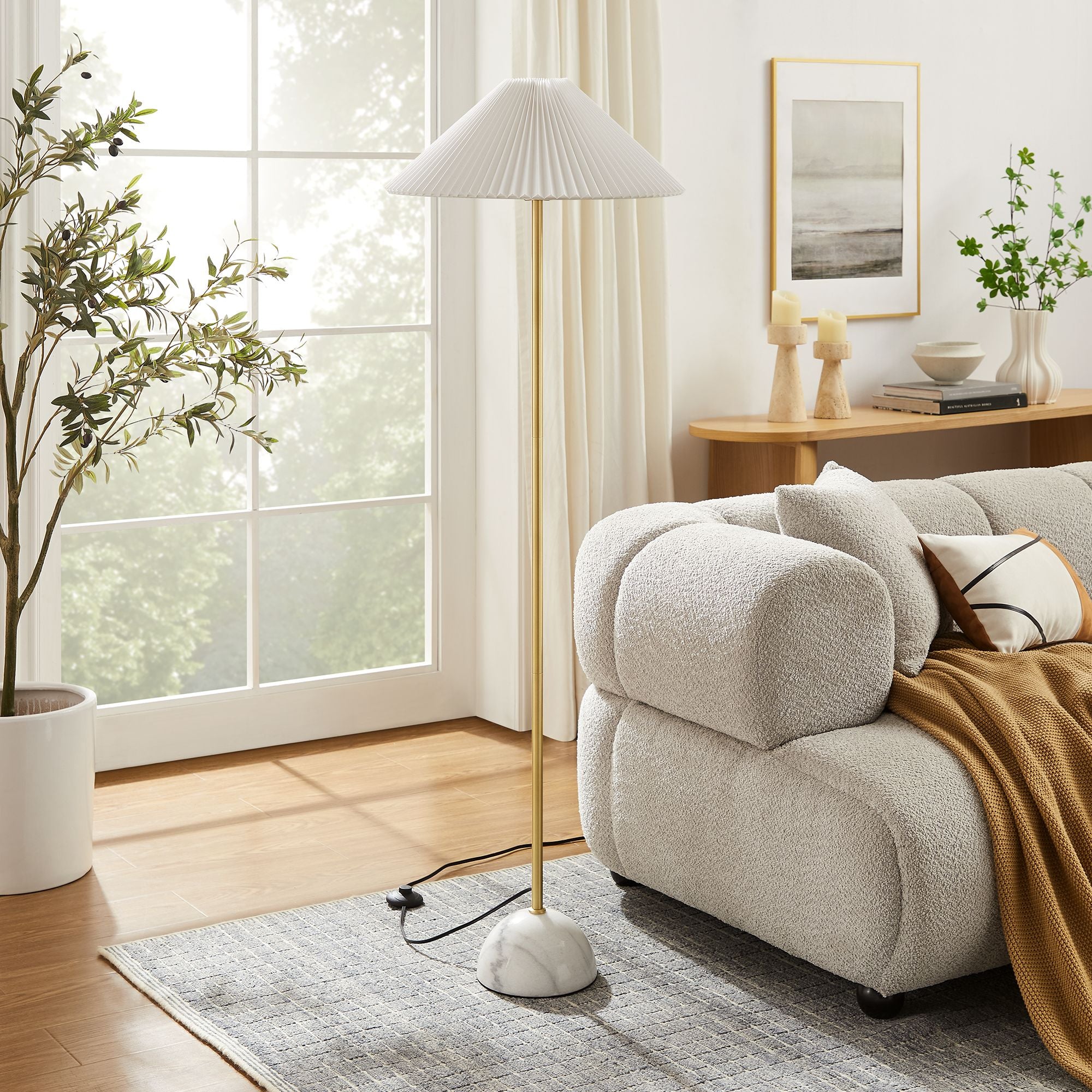 Illusion Marble Dome Floor Lamp - Brass