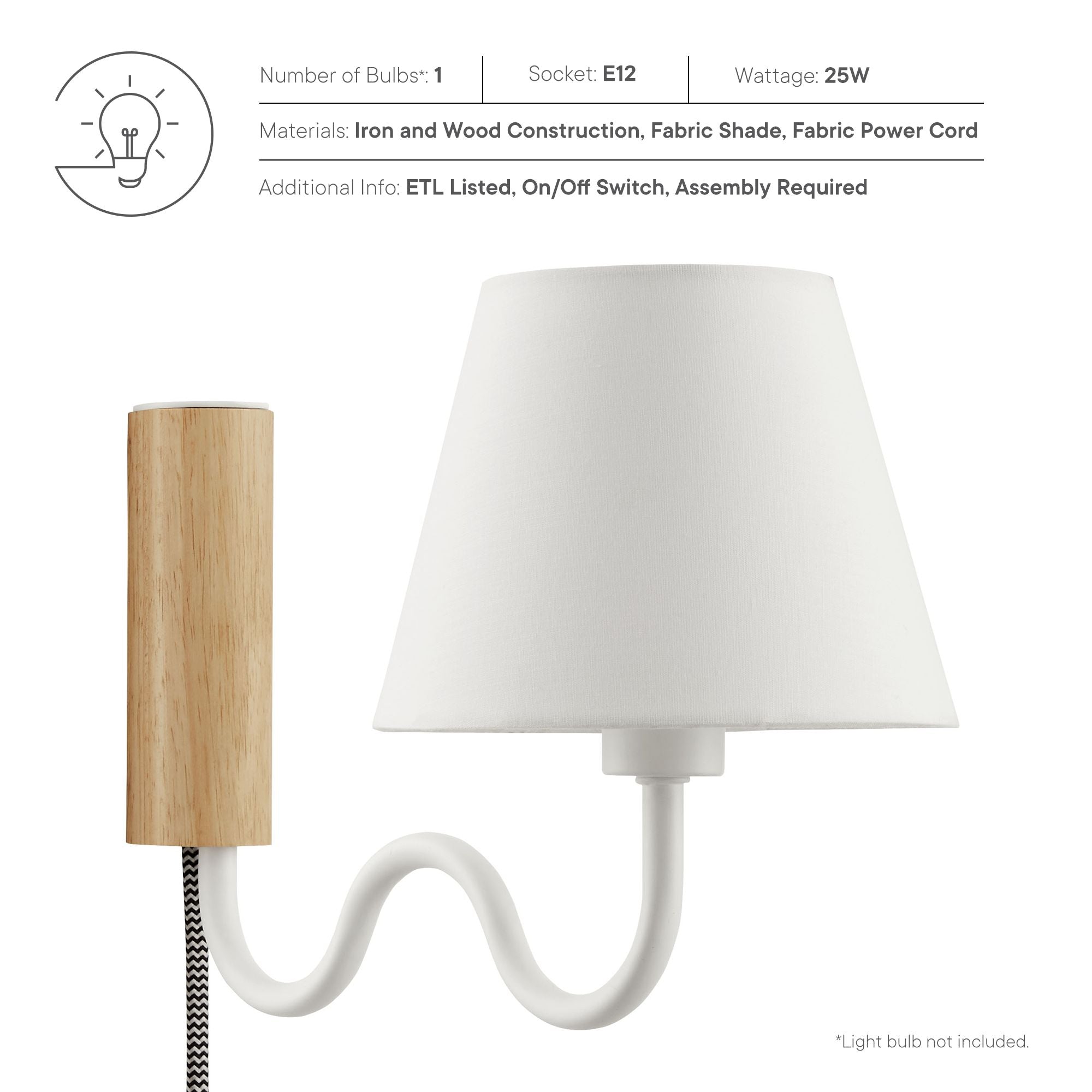 Sunlit Squiggle Arm Wall Sconce - Natural White