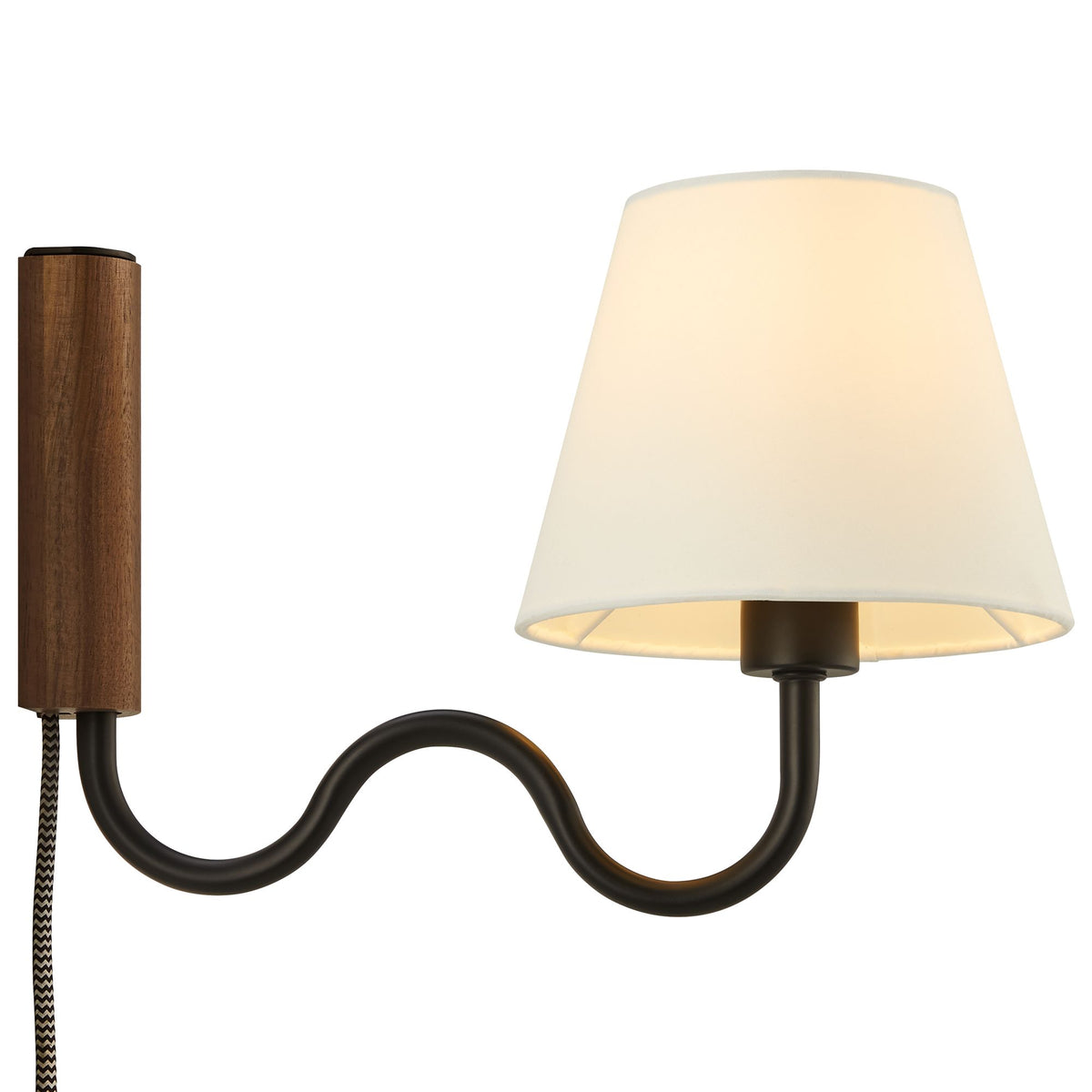 Sunlit Squiggle Arm Wall Sconce - Walnut Black