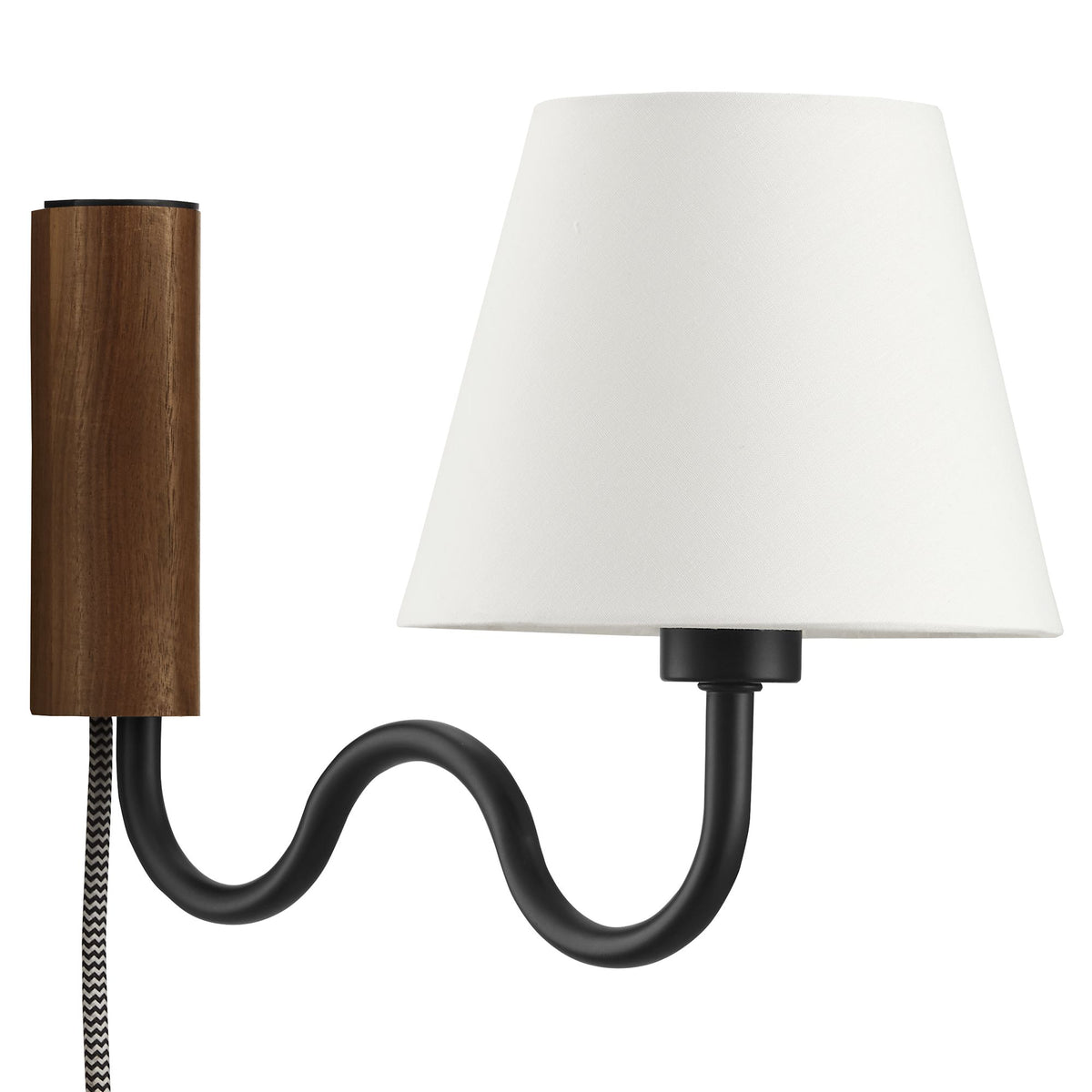 Sunlit Squiggle Arm Wall Sconce - Walnut Black