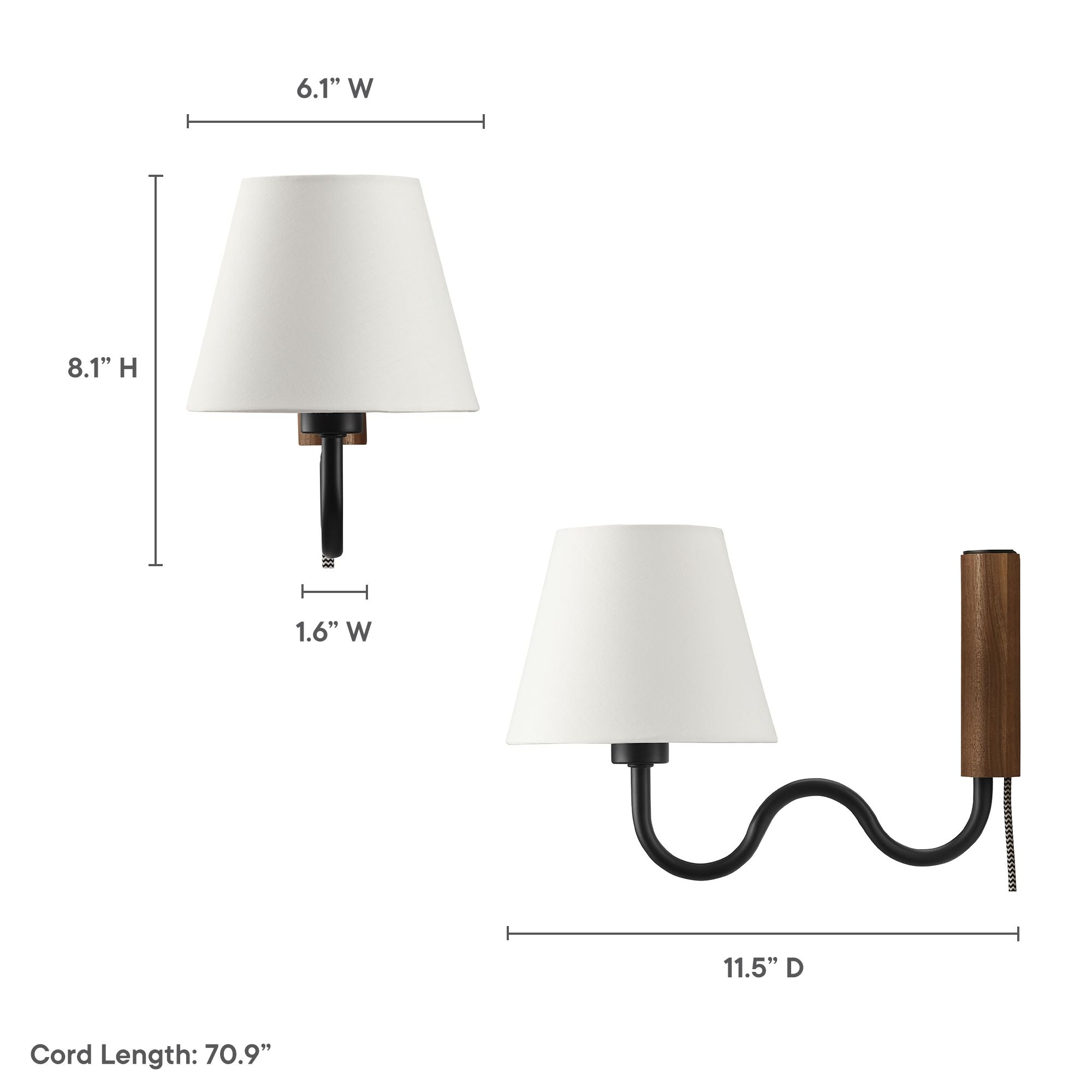 Sunlit Squiggle Arm Wall Sconce - Walnut Black