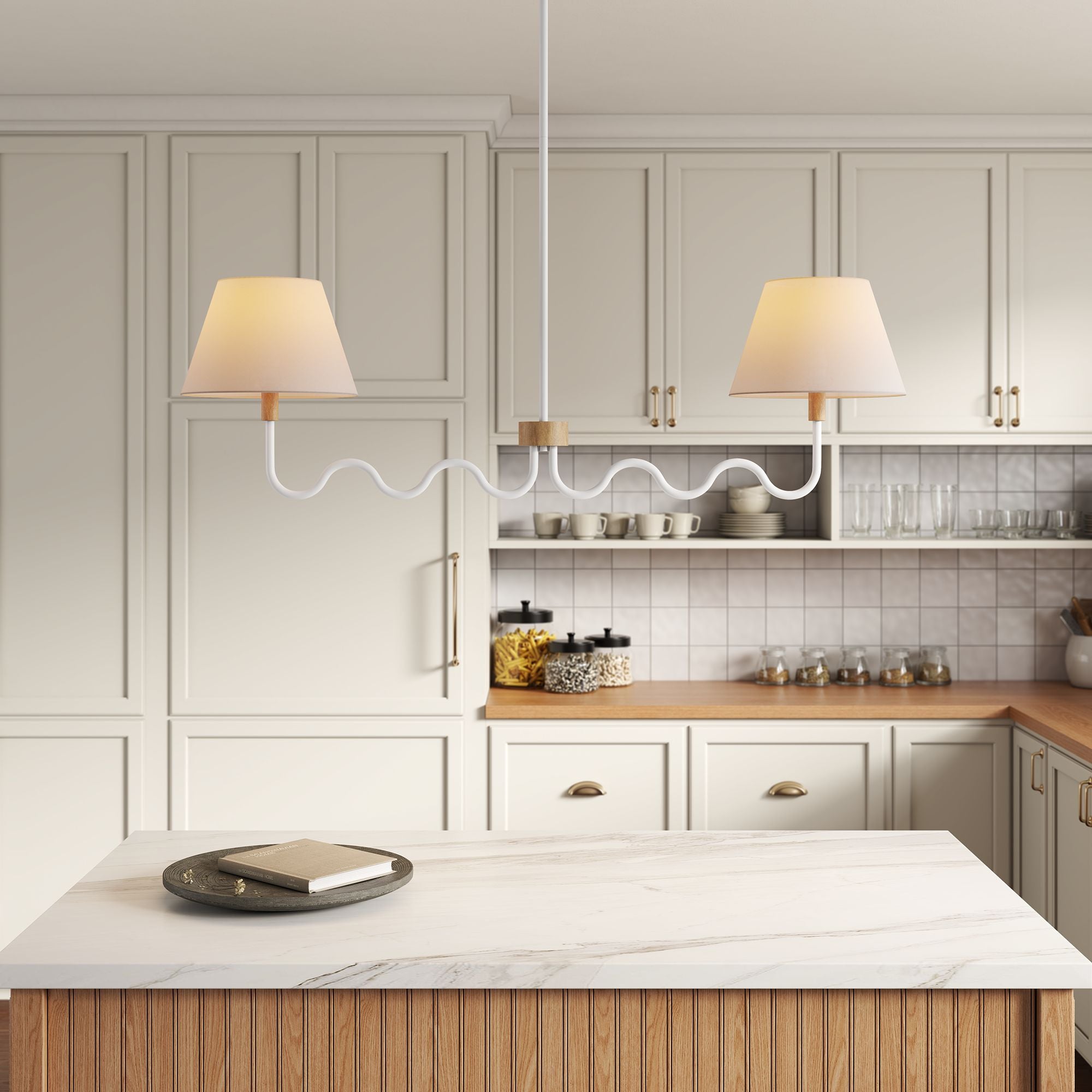 Sunlit Squiggle 2-Arm Pendant Light - Natural White