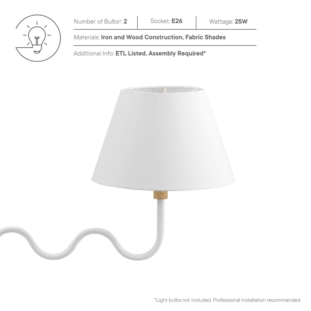 Sunlit Squiggle 2-Arm Pendant Light - Natural White