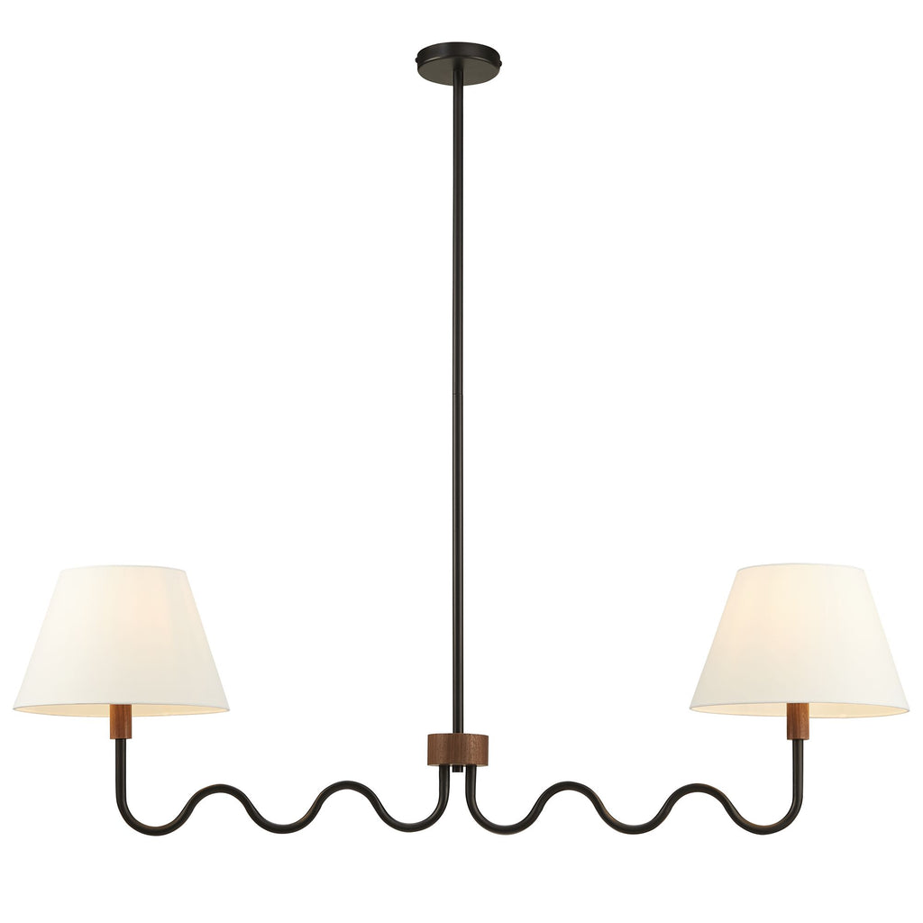 Sunlit Squiggle 2-Arm Pendant Light - Walnut Black