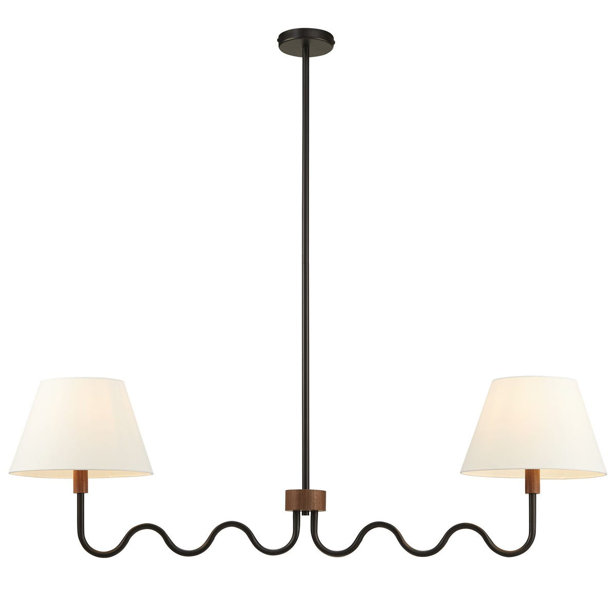 Sunlit Squiggle 2-Arm Pendant Light - Walnut Black