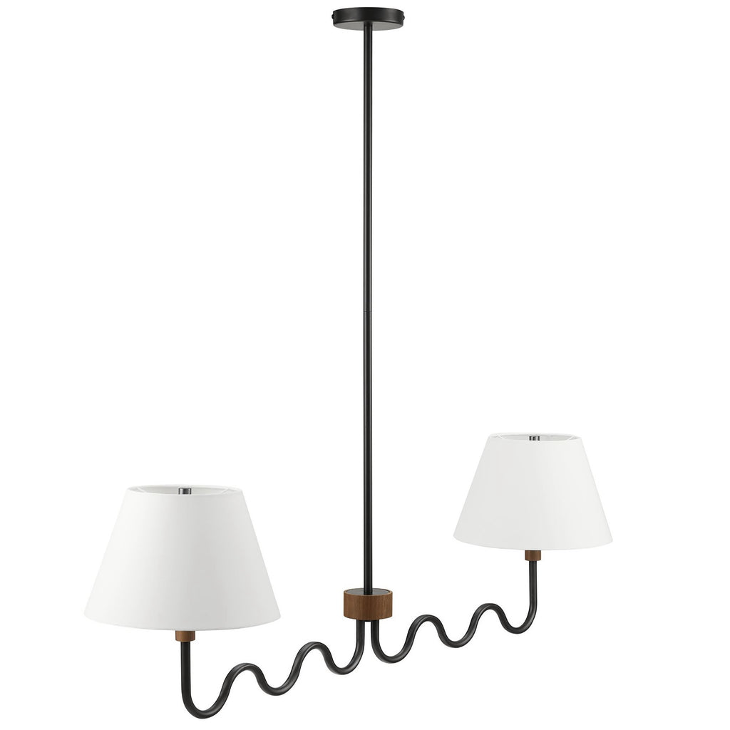 Sunlit Squiggle 2-Arm Pendant Light - Walnut Black