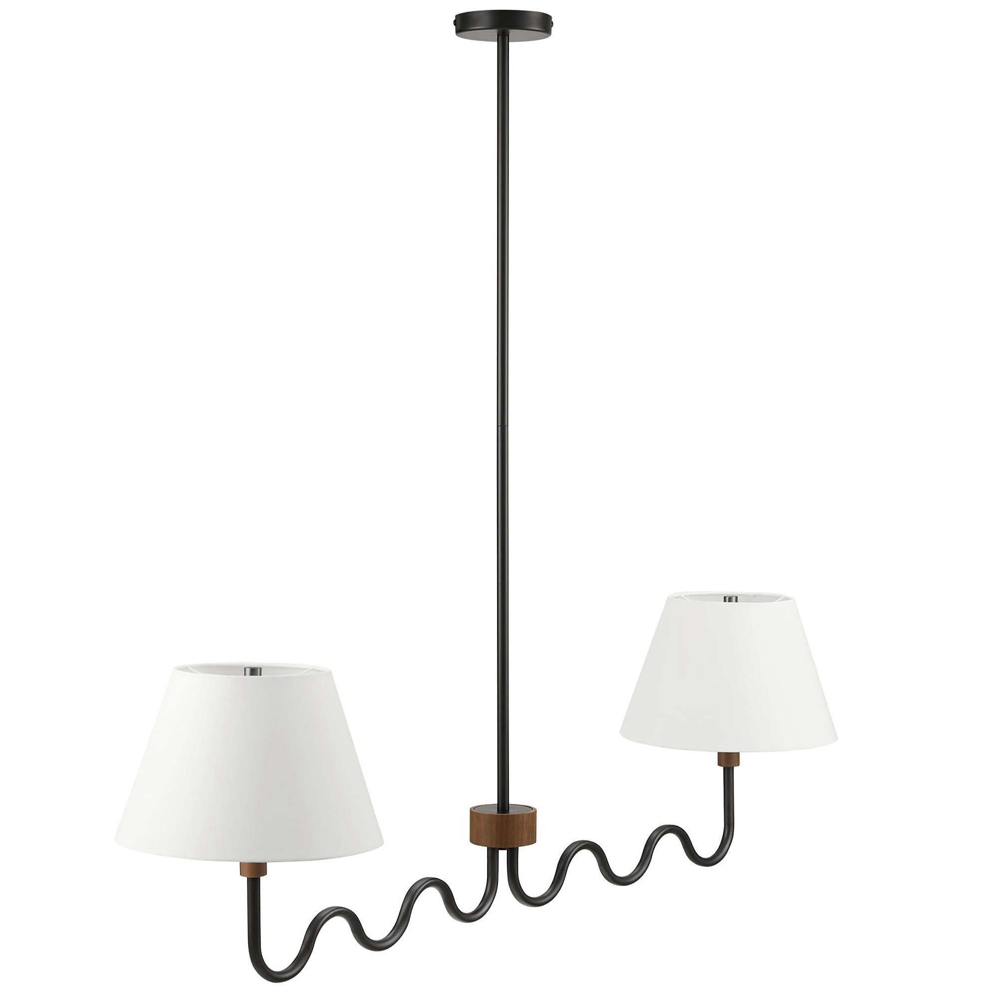 Sunlit Squiggle 2-Arm Pendant Light - Walnut Black