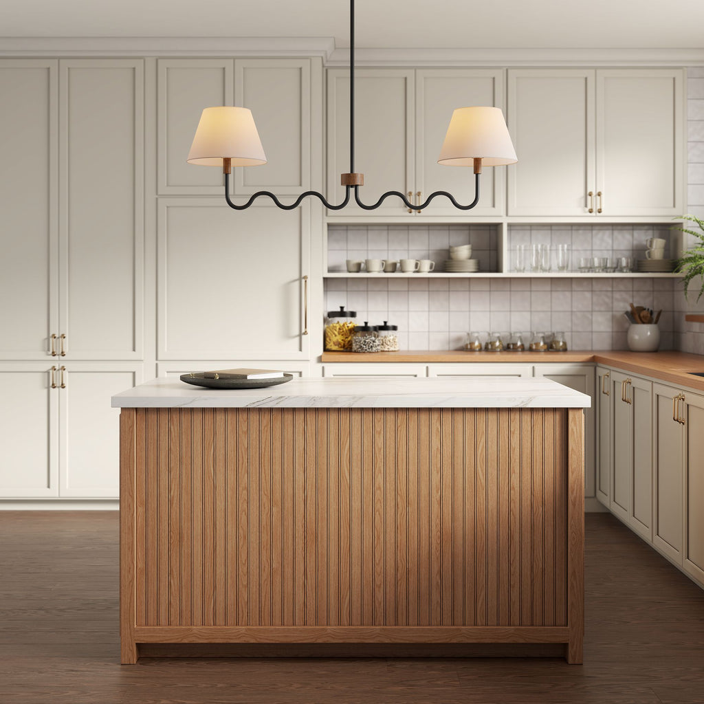 Sunlit Squiggle 2-Arm Pendant Light - Walnut Black