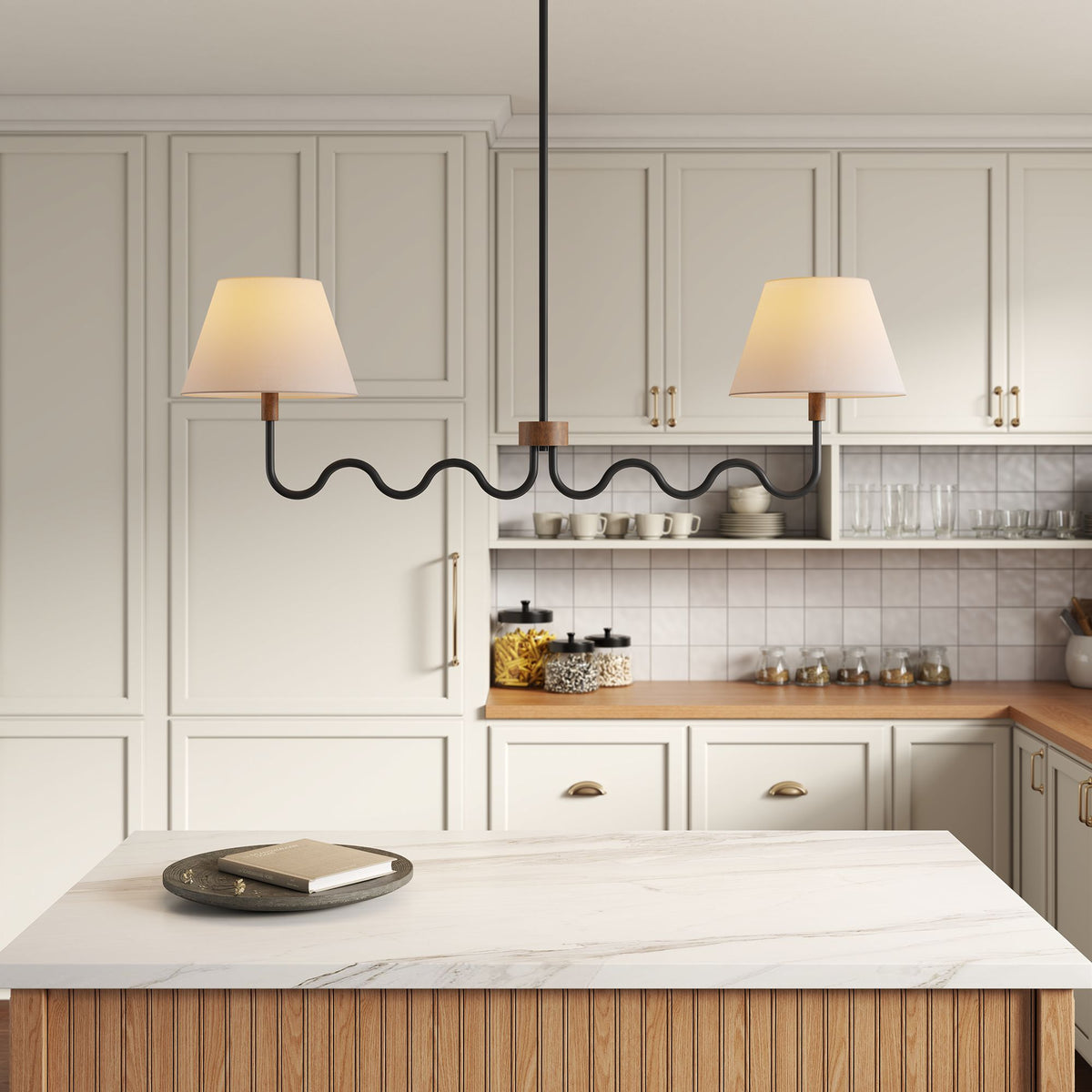 Sunlit Squiggle 2-Arm Pendant Light - Walnut Black