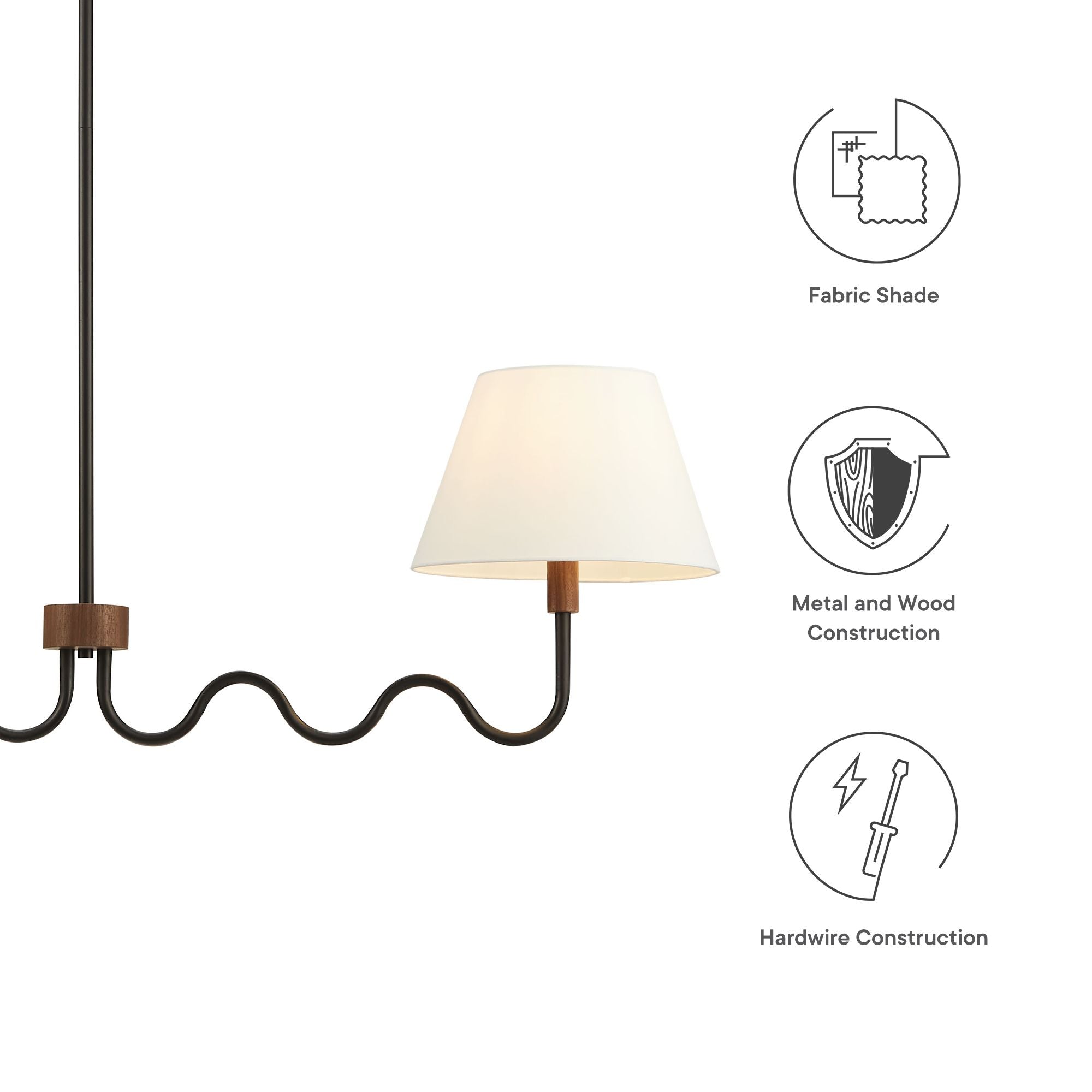 Sunlit Squiggle 2-Arm Pendant Light - Walnut Black