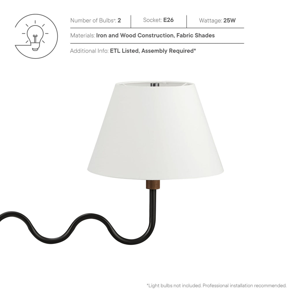 Sunlit Squiggle 2-Arm Pendant Light - Walnut Black