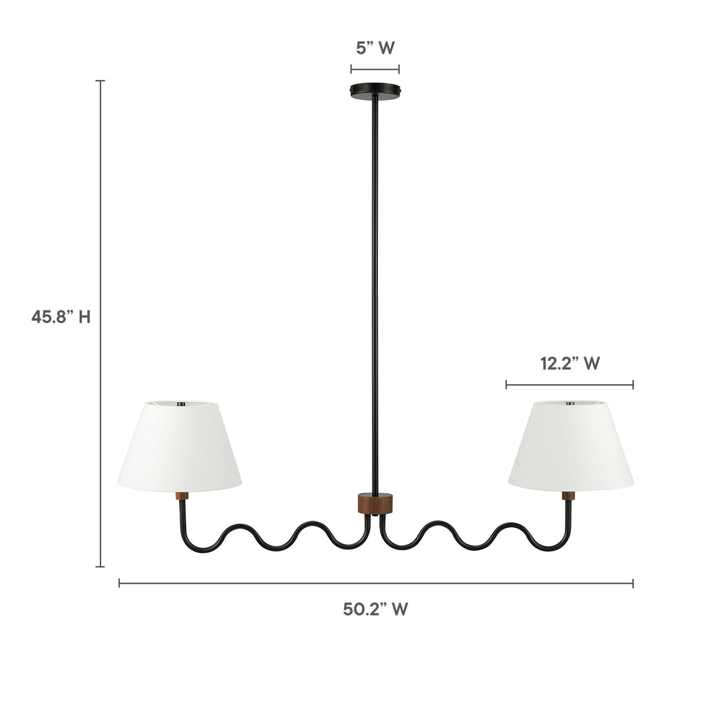 Sunlit Squiggle 2-Arm Pendant Light - Walnut Black