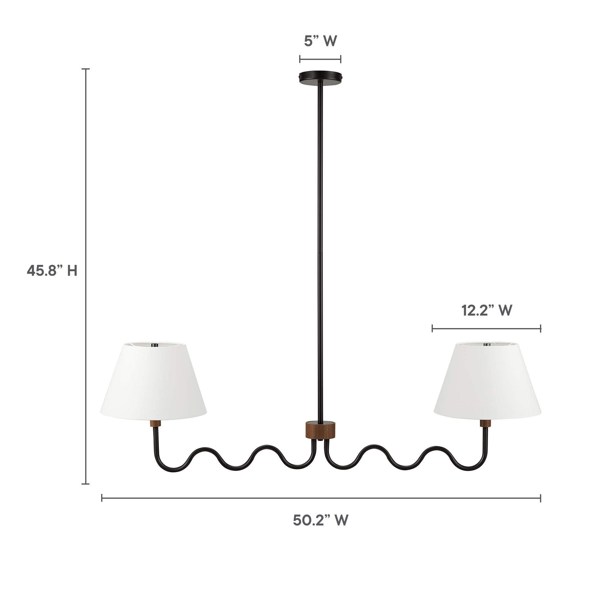 Sunlit Squiggle 2-Arm Pendant Light - Walnut Black