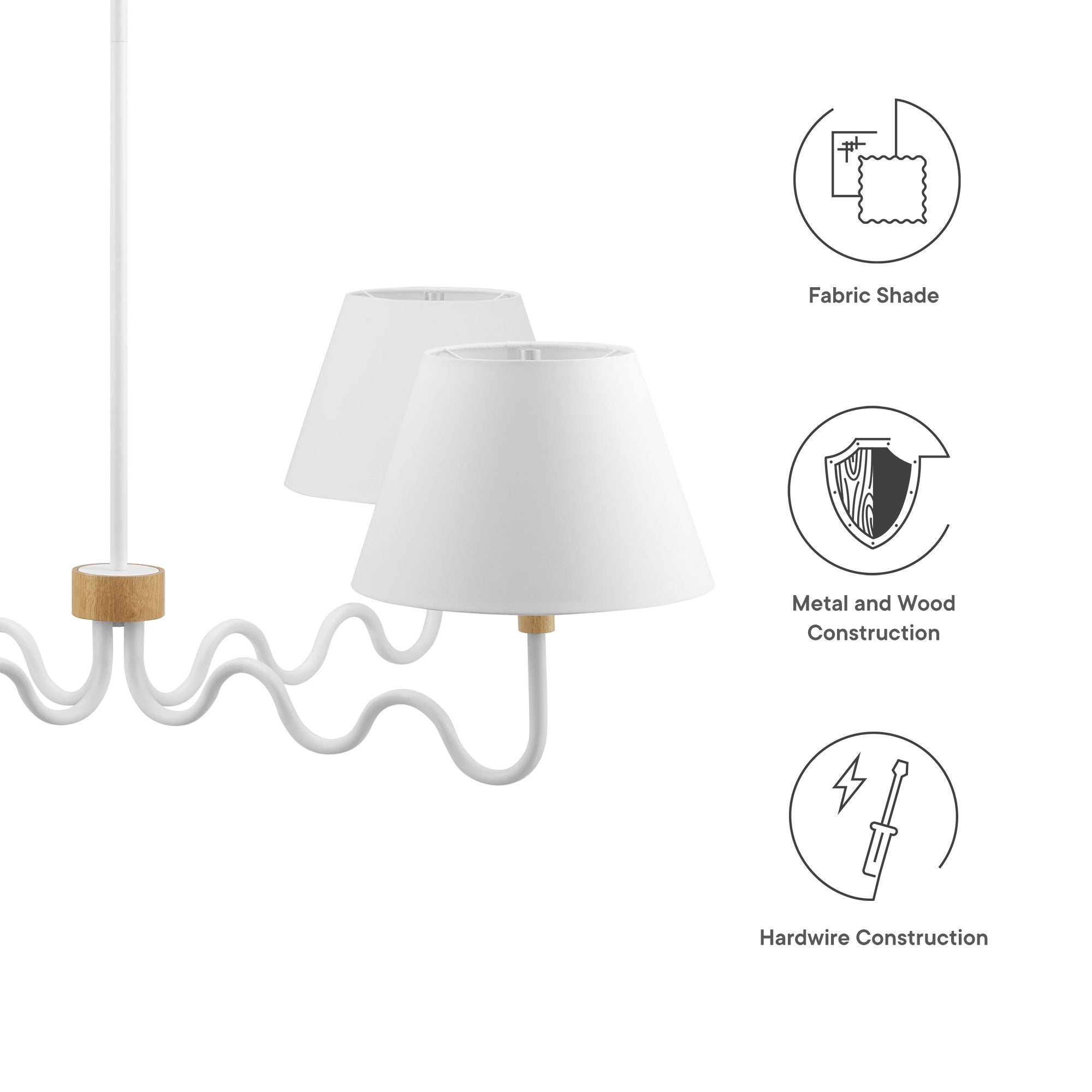 Sunlit Squiggle 4-Arm Pendant Light - Natural White