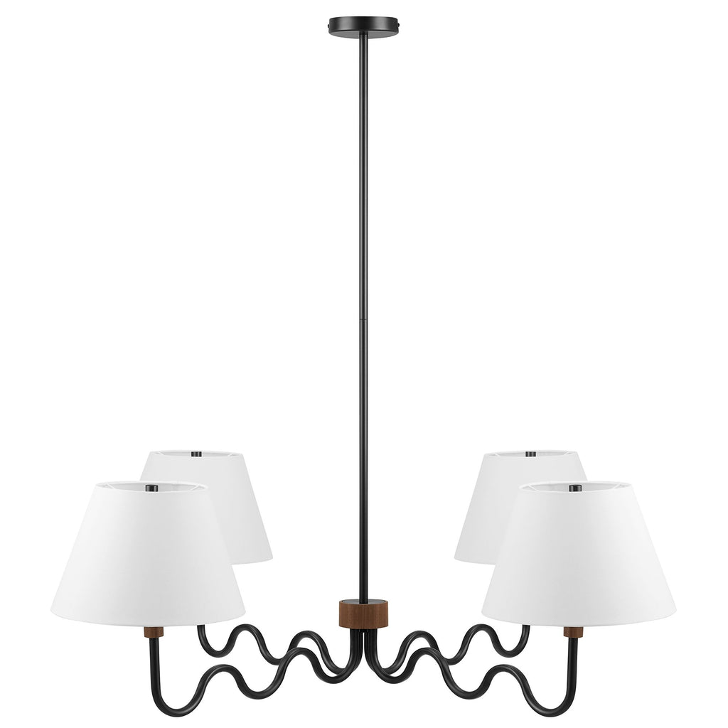 Sunlit Squiggle 4-Arm Pendant Light - Walnut Black