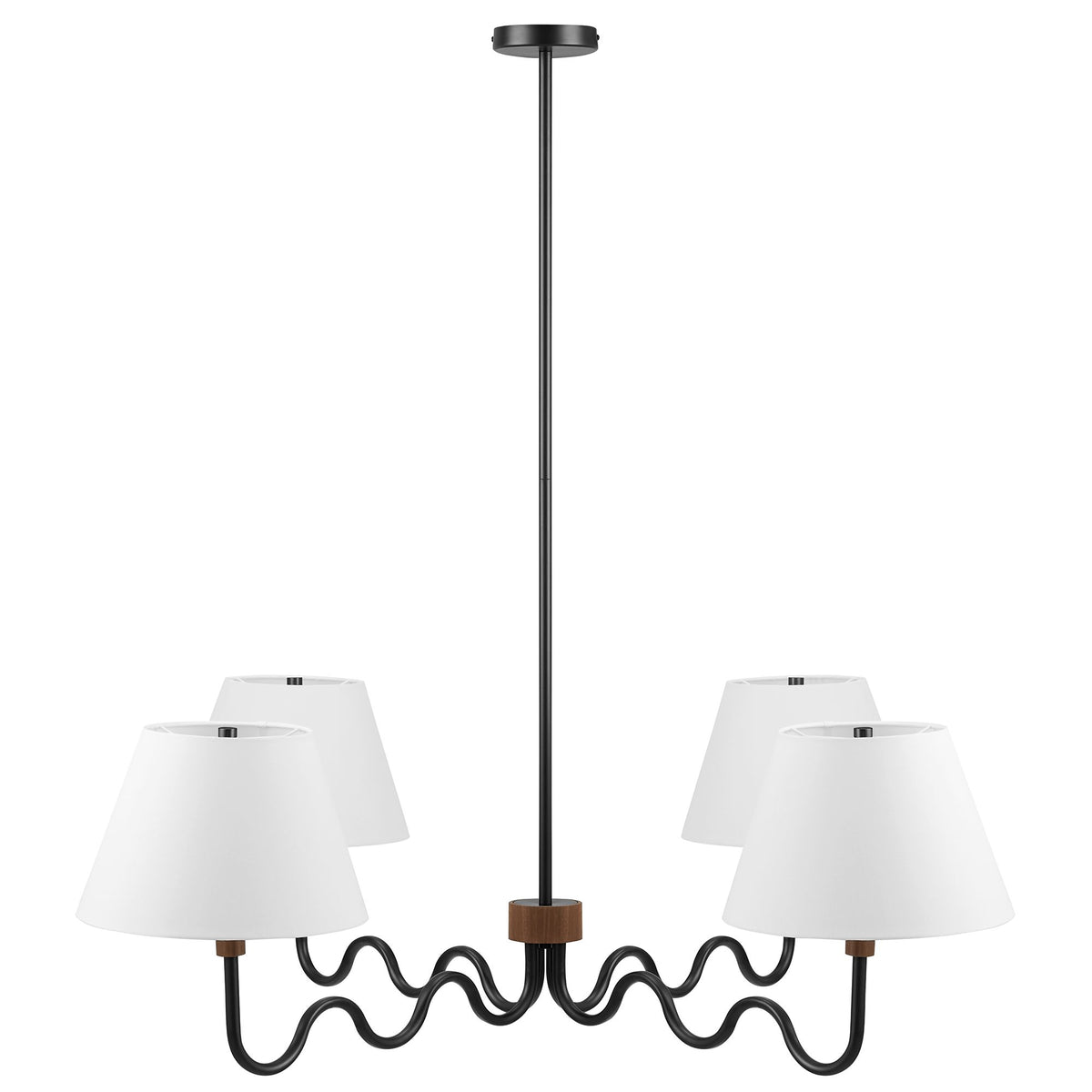 Sunlit Squiggle 4-Arm Pendant Light - Walnut Black
