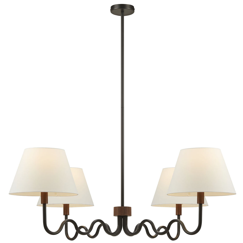 Sunlit Squiggle 4-Arm Pendant Light - Walnut Black