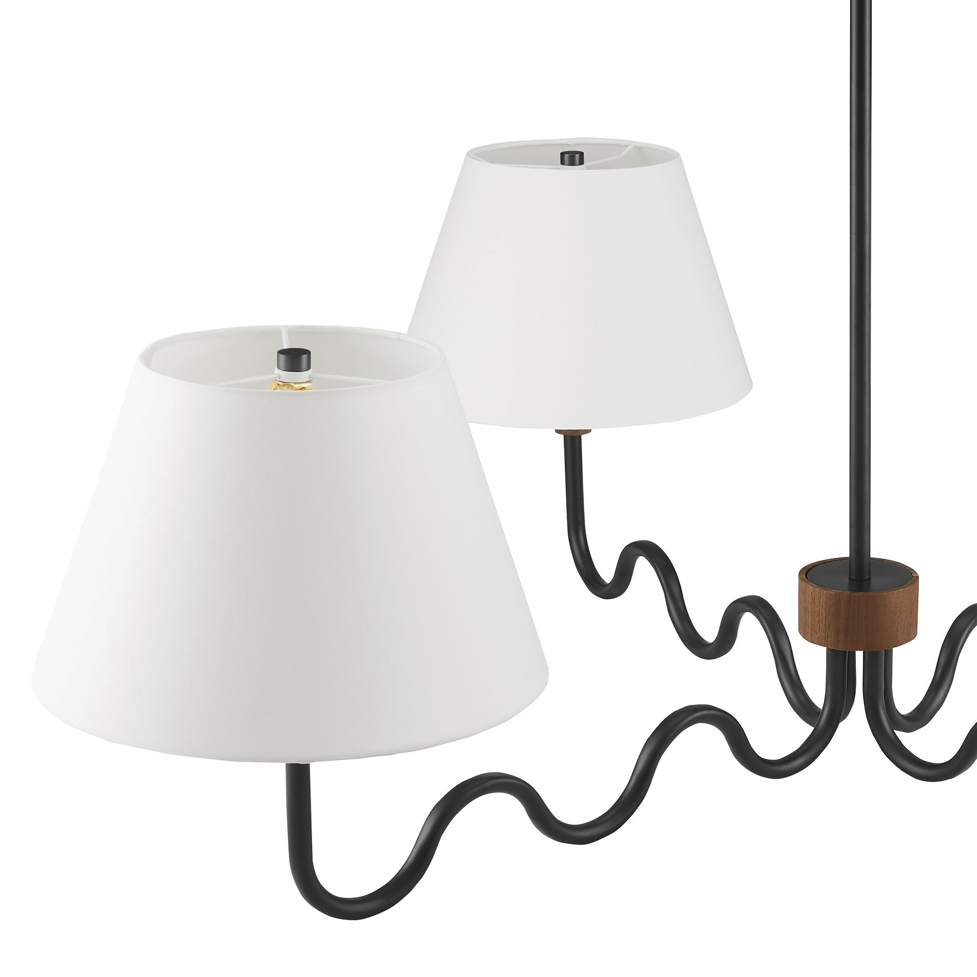 Sunlit Squiggle 4-Arm Pendant Light - Walnut Black