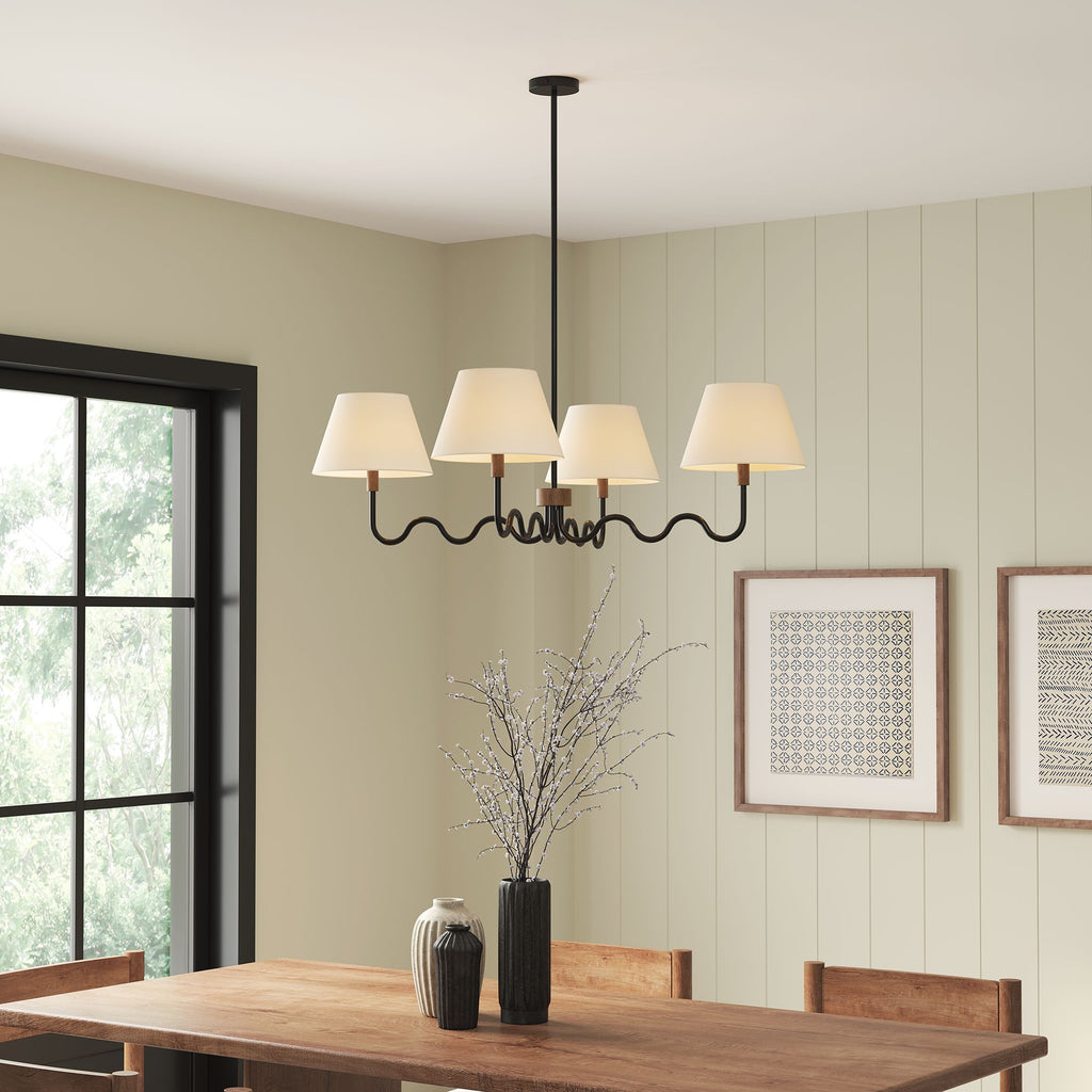 Sunlit Squiggle 4-Arm Pendant Light - Walnut Black