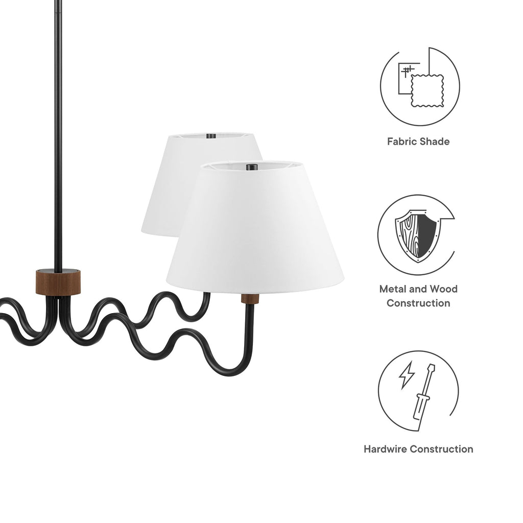 Sunlit Squiggle 4-Arm Pendant Light - Walnut Black