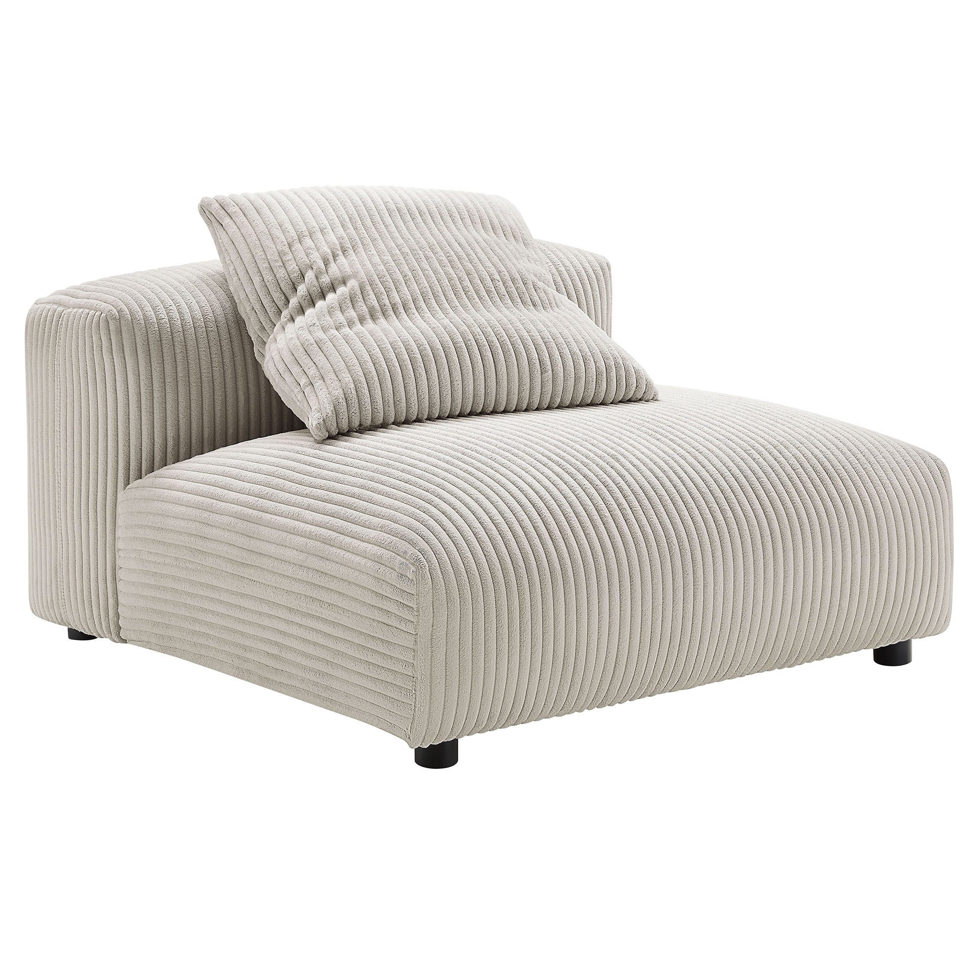 Solace 4-Piece Modular Corduroy Upholstered Sectional Sofa With Ottoman - Almond