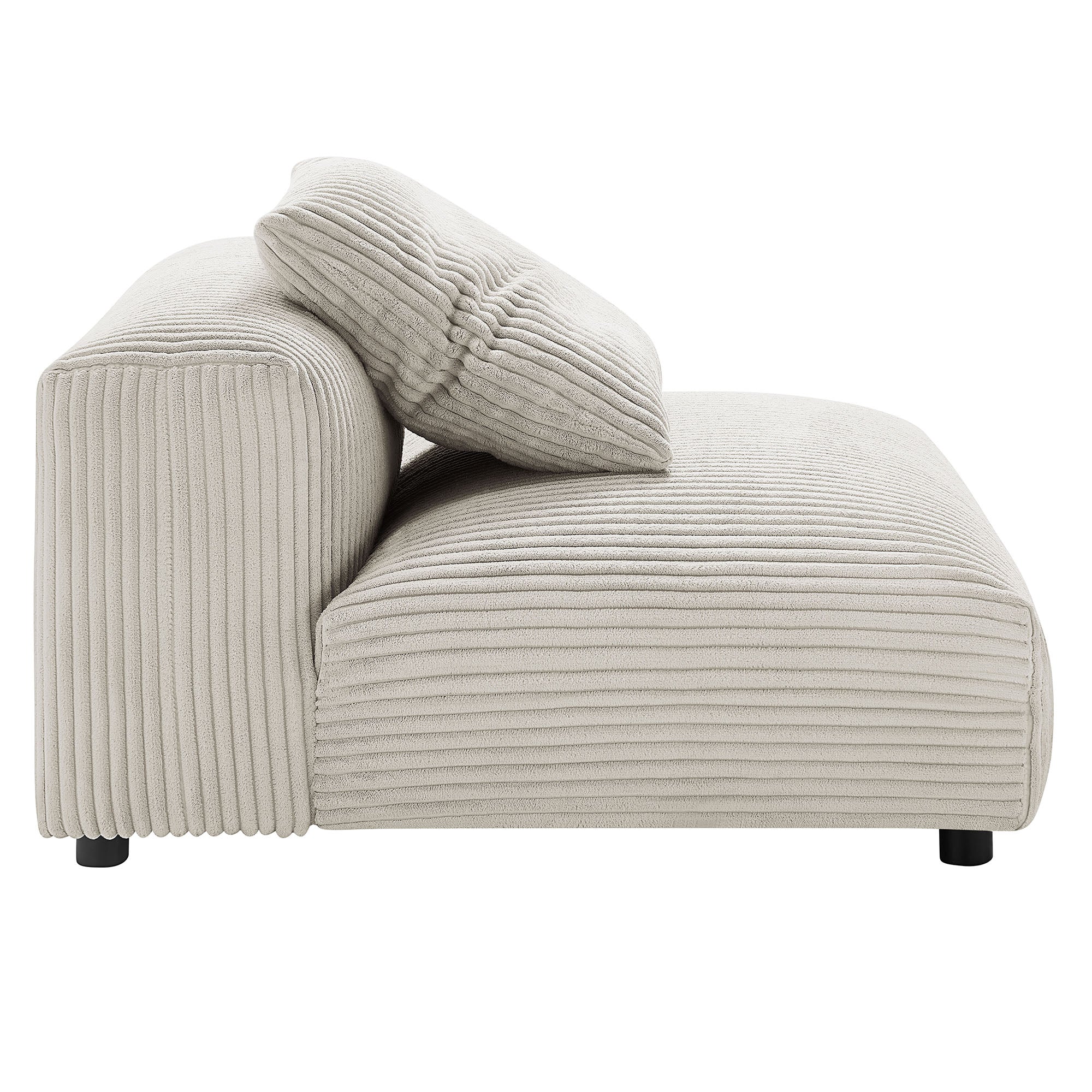 Solace Modular Corduroy Upholstered Armless Chair - Almond