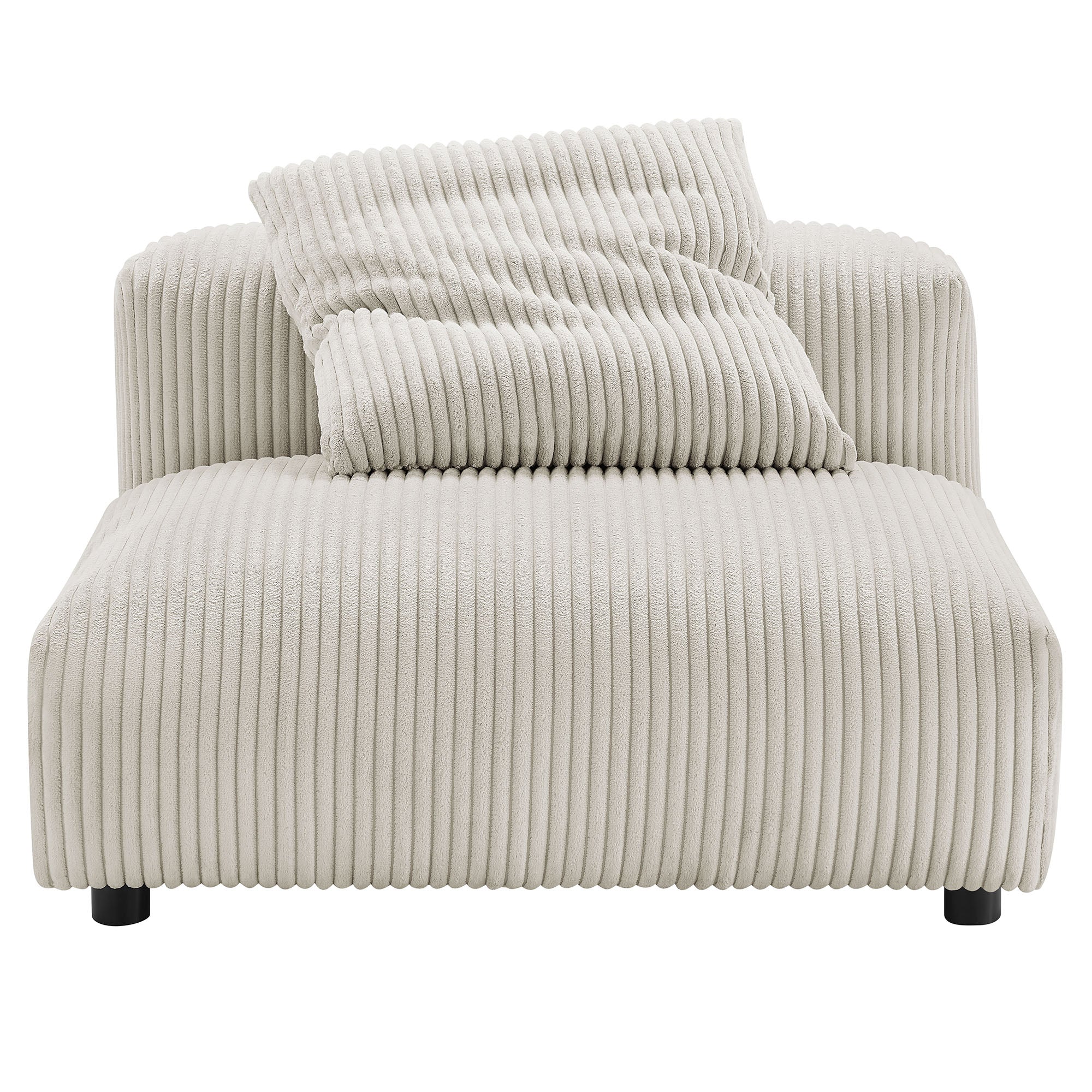 Solace Modular Corduroy Upholstered Armless Chair and Ottoman Set - Almond