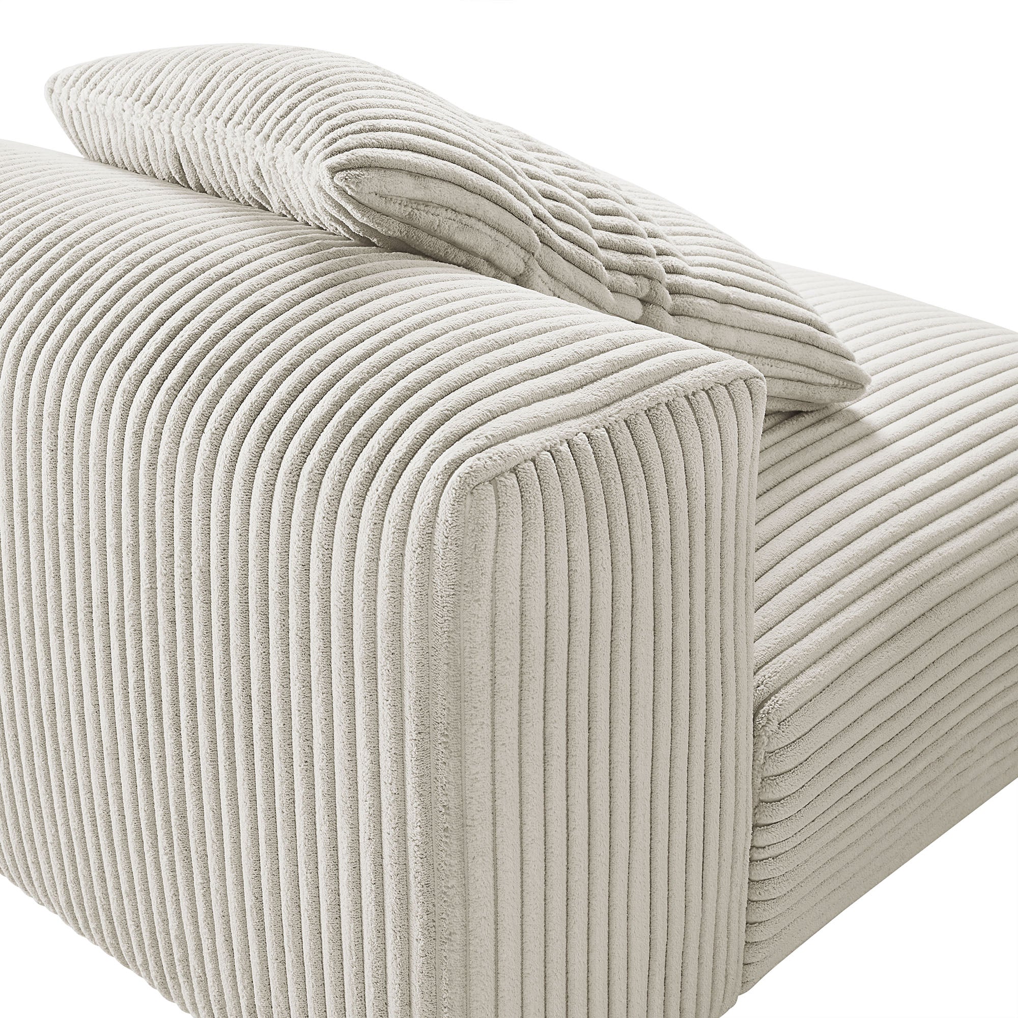 Solace Modular Corduroy Upholstered Armless Chair - Almond