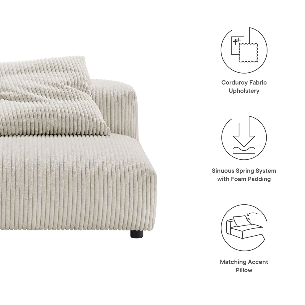 Solace Modular Corduroy Upholstered Armless Chair - Almond