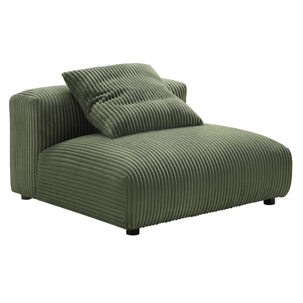 Solace Modular Corduroy Upholstered Armless Chair and Ottoman Set - Fern