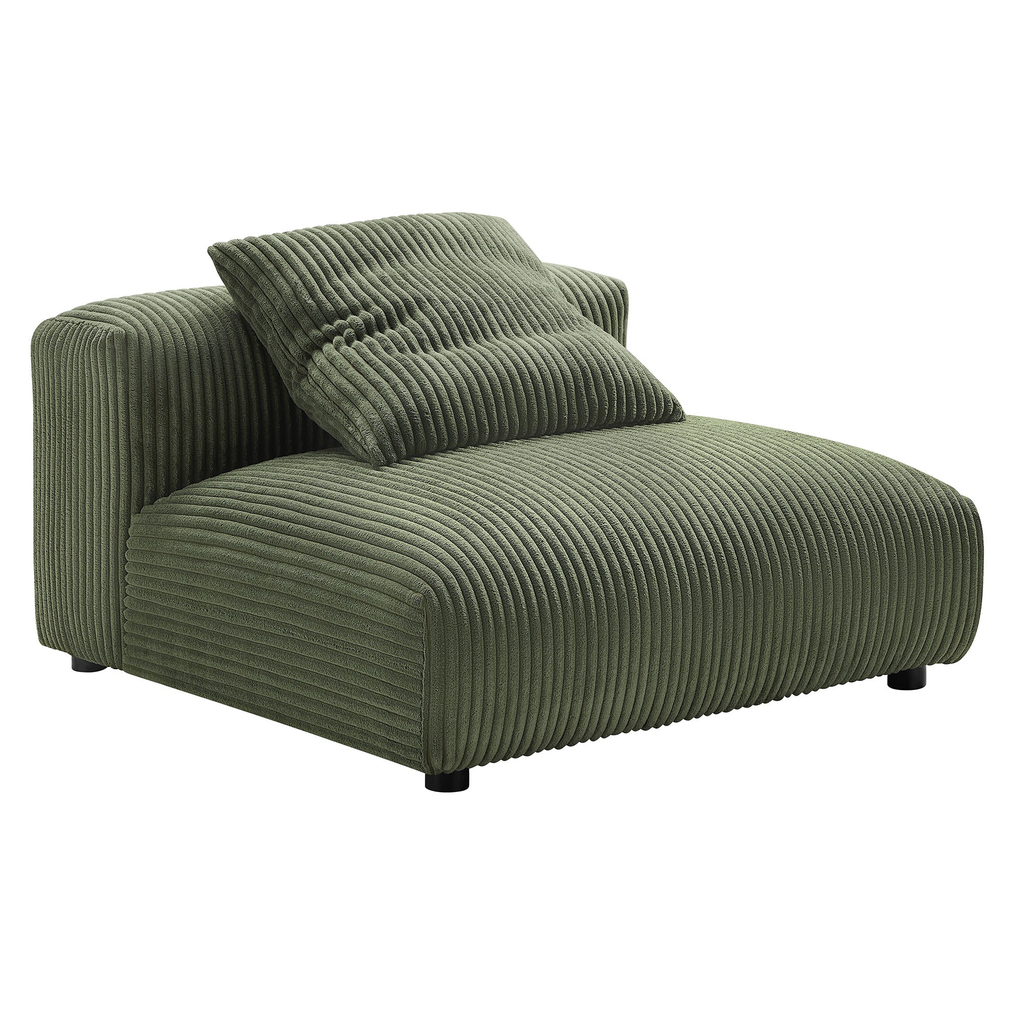 Solace Modular Corduroy Upholstered Armless Chair and Ottoman Set - Fern