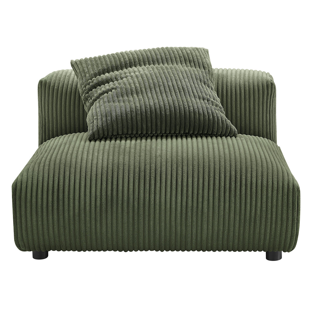 Solace Modular Corduroy Upholstered Armless Chair and Ottoman Set - Fern