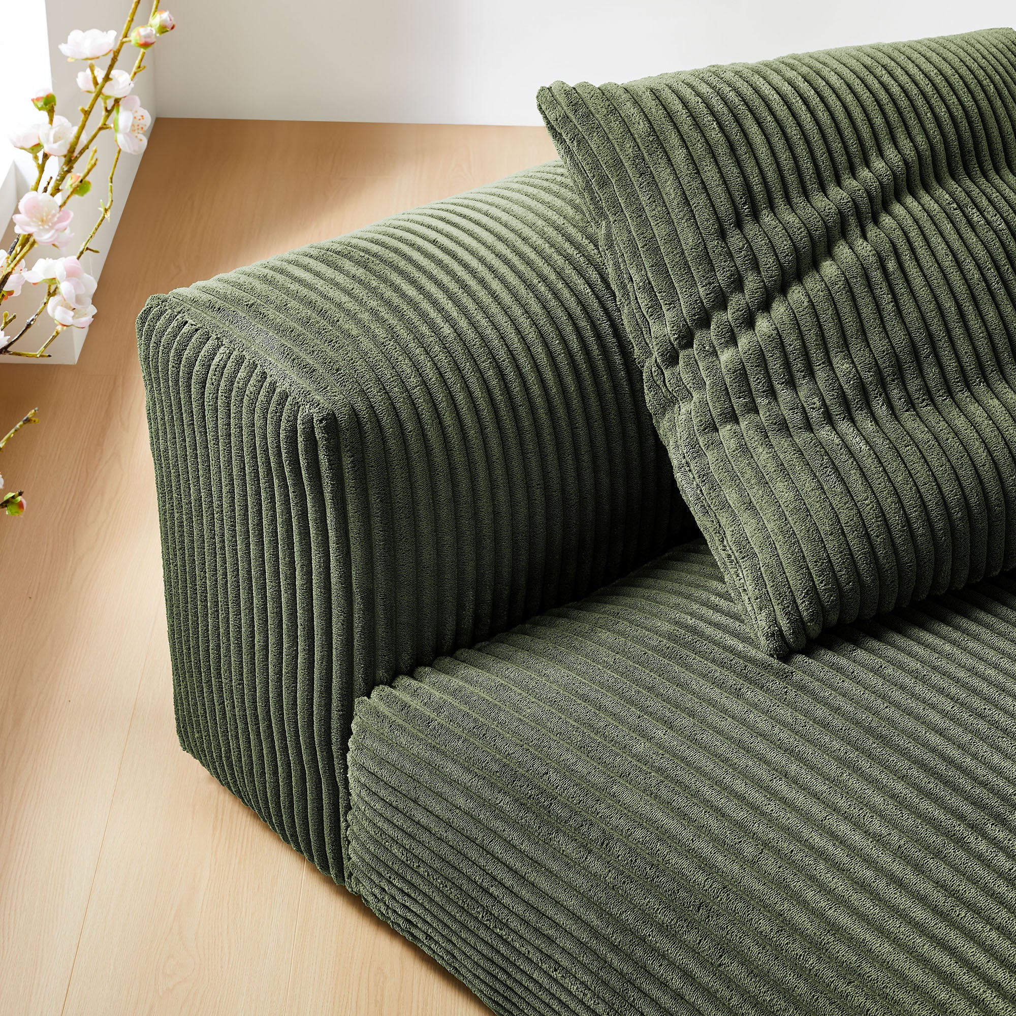Solace Modular Corduroy Upholstered Armless Chair - Fern