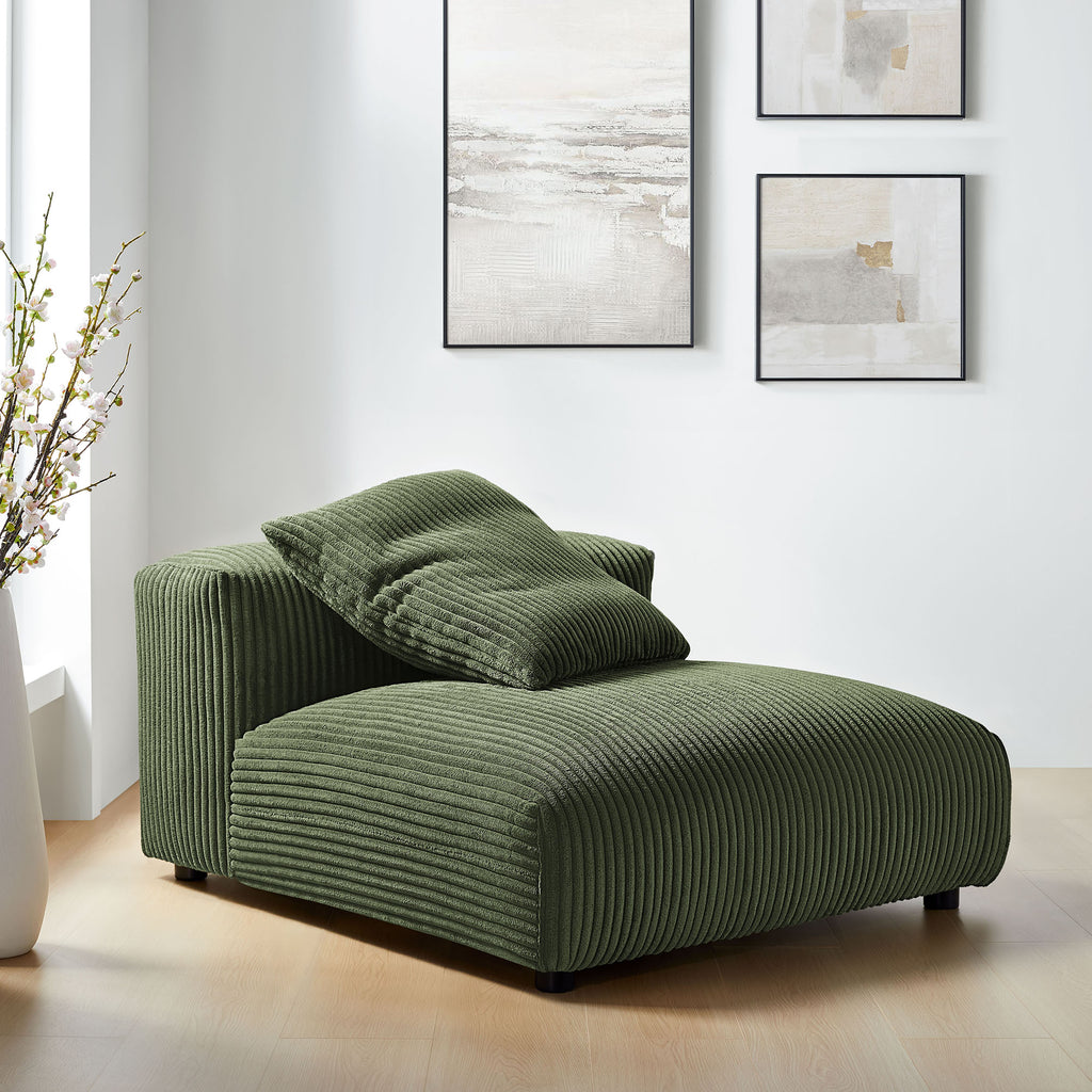 Solace Modular Corduroy Upholstered Armless Chair - Fern